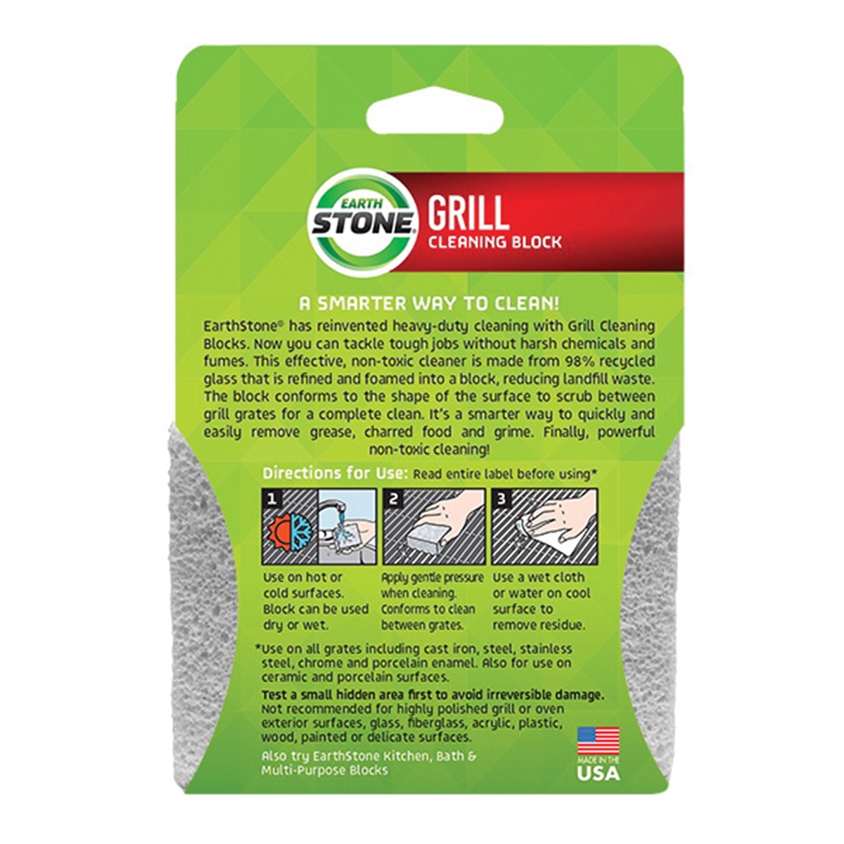 EarthSTONE 750SHB006 Grill Cleaning Block Starter Kit, EZ Grip Handle - 3