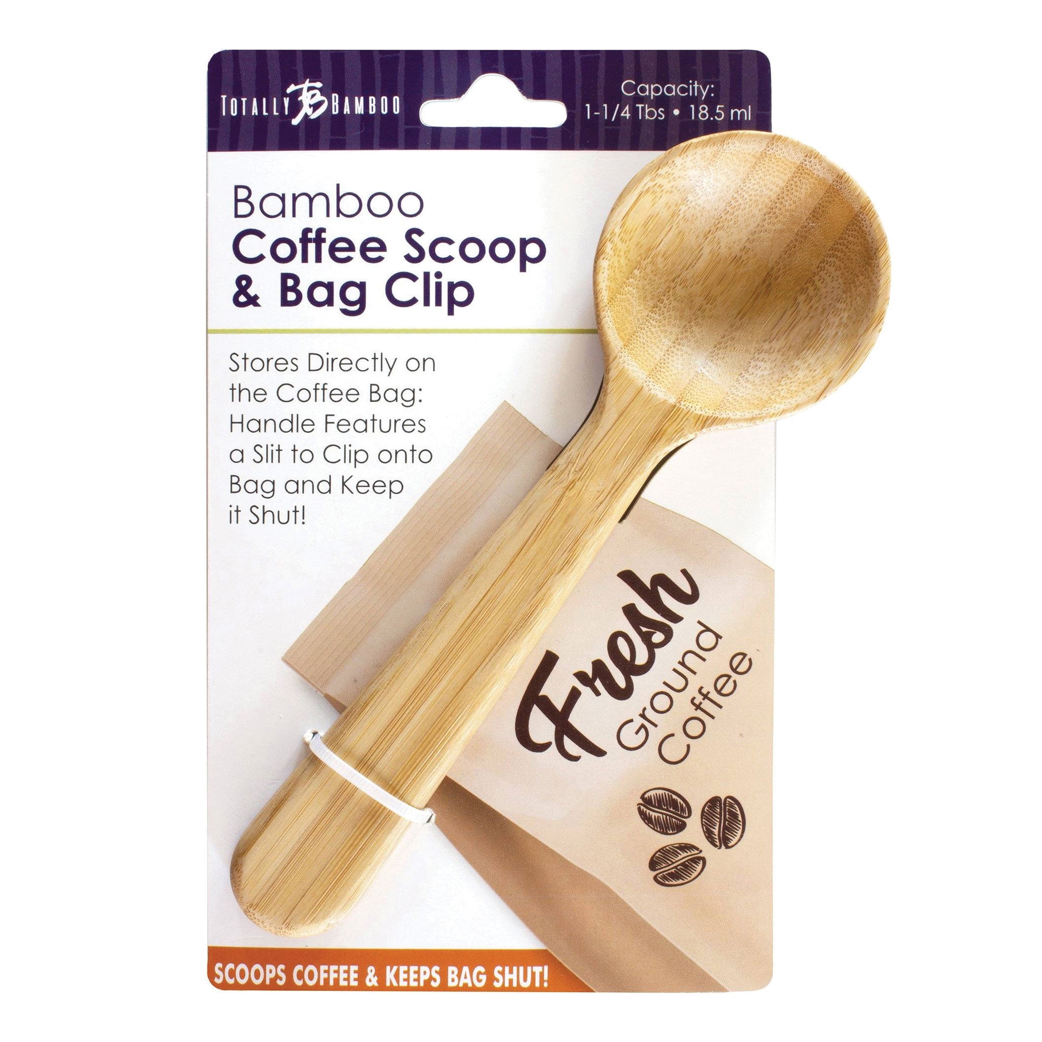 Totally Bamboo 20-2402 Coffee Scoop with Built-In Bag Clip, 1-1/4 in L - 2