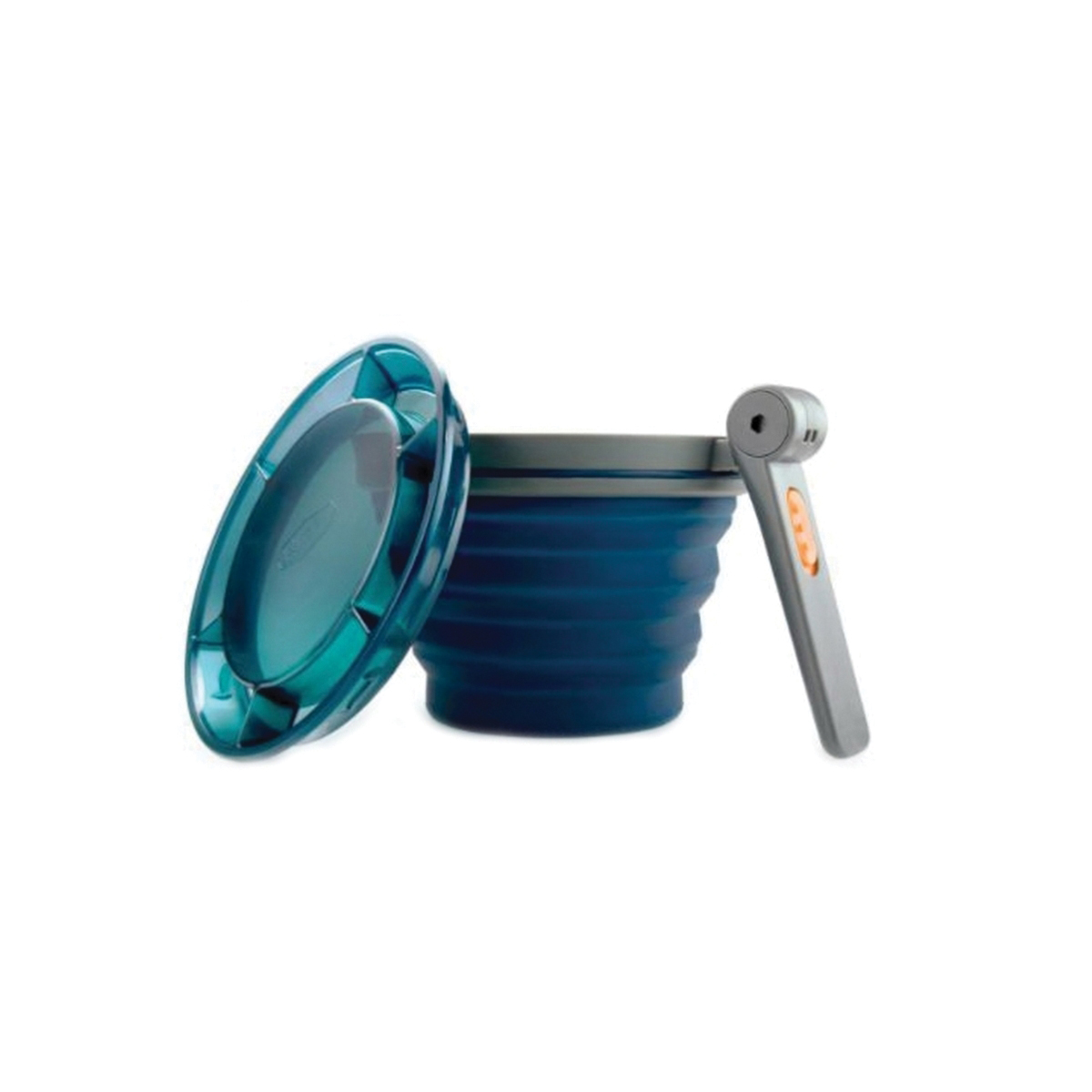 GSI 79202 Collapsible Fairshare Mug, 22 fl-oz Capacity, Sure-Sealing Lid, Silicone, Blue/Clear - 5