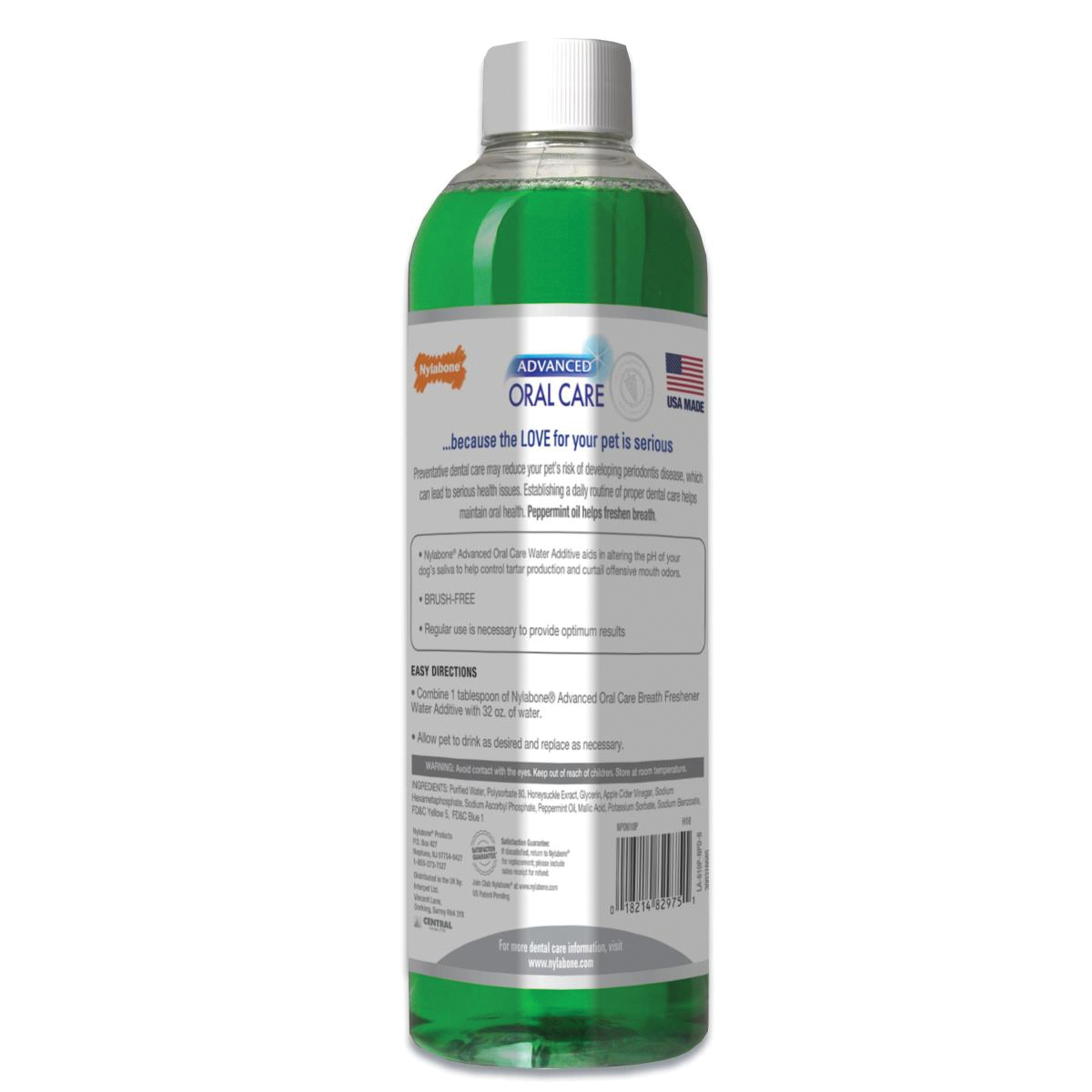 Nylabone Advanced Oral Care NPD610P Breath Freshener, Peppermint Oil Flavor, 16 oz - 2