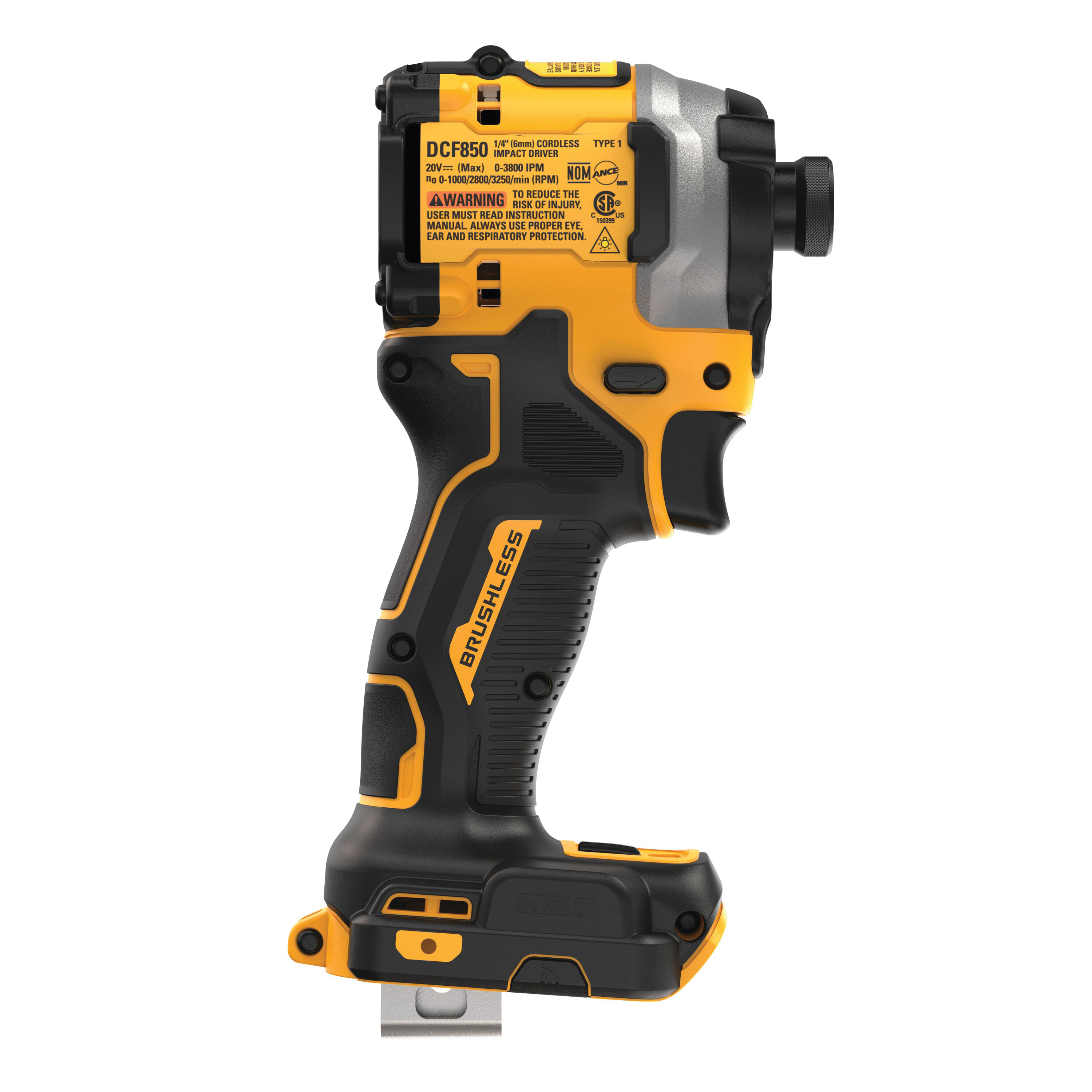 DEWALT ATOMIC 20V MAX Series DCF850B Impact Driver, Tool Only, 20 V, 1/4 in Drive, Hex Drive, 3800 ipm - 5