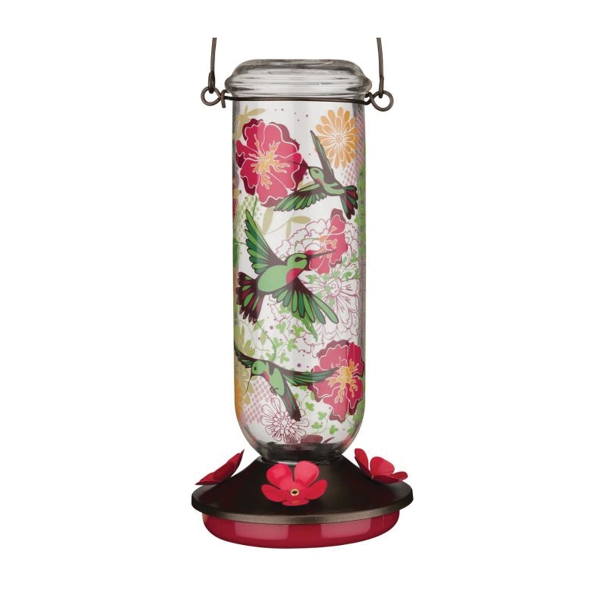 Regal Art & Gift 13144 Bird Feeder, Hummingbird, ABS/Glass/Metal, Scarlet, 10-1/2 in H - 2