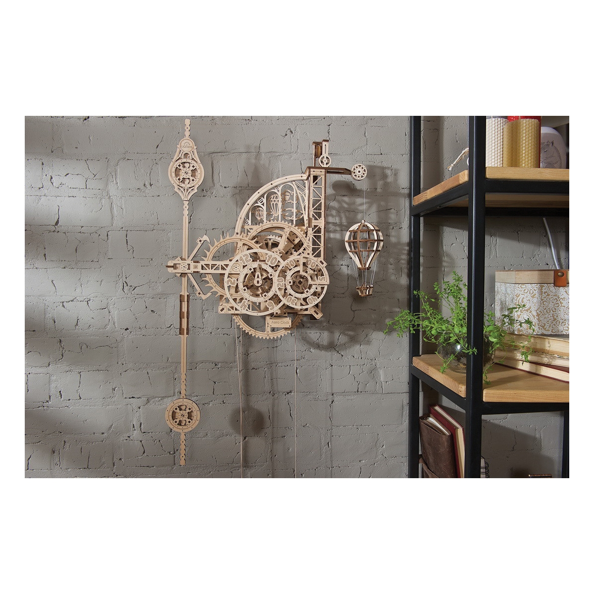 Ugears 4820184121232 3D Mechanical Model Kit, 14 Years and Up, Aero Clock with A Pendulum, Plywood, 320-Piece - 4
