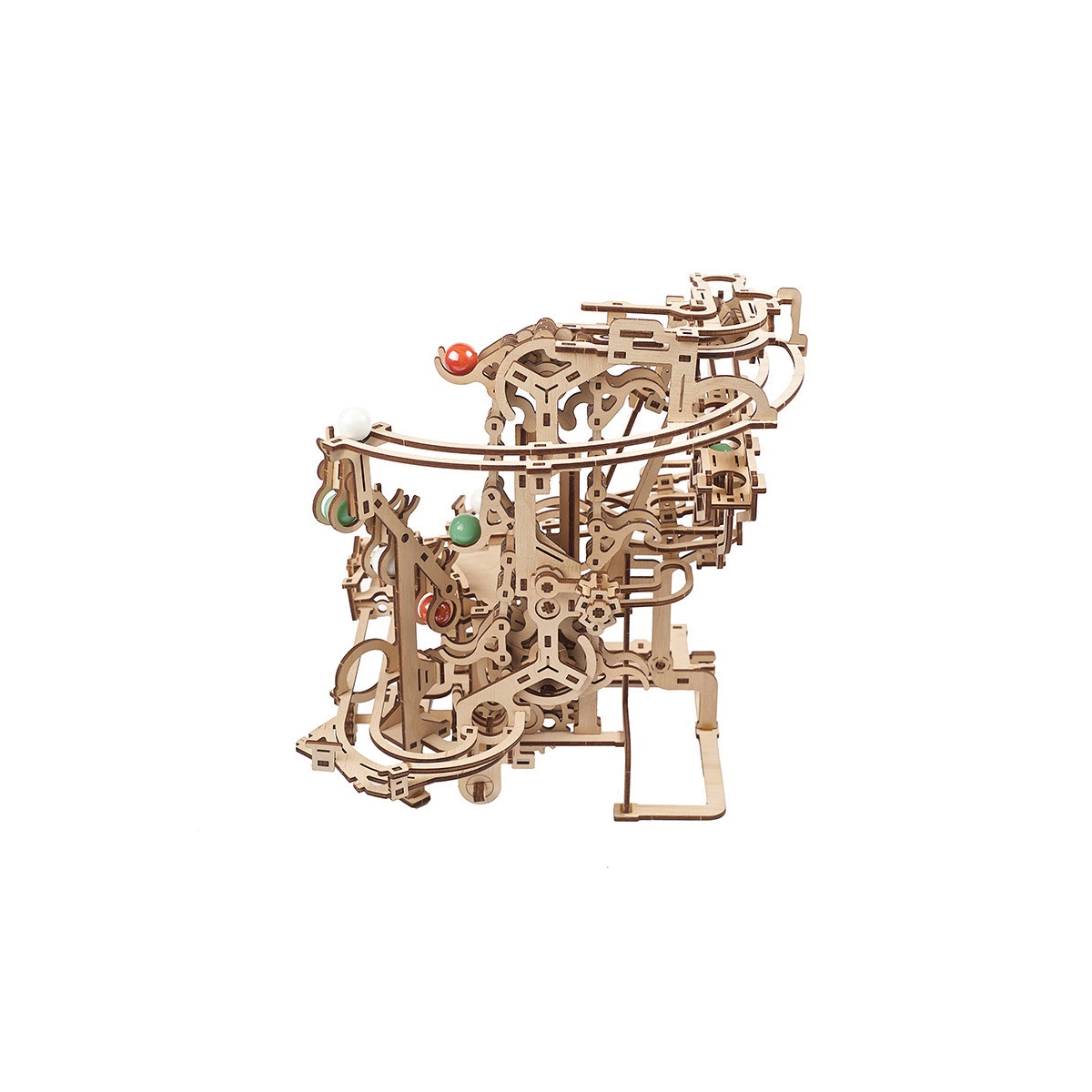 Ugears 4820184121270 3D Mechanical Model Kit, 14 Years and Up, Marble Run Chain Hoist, Plywood, 400-Piece - 3