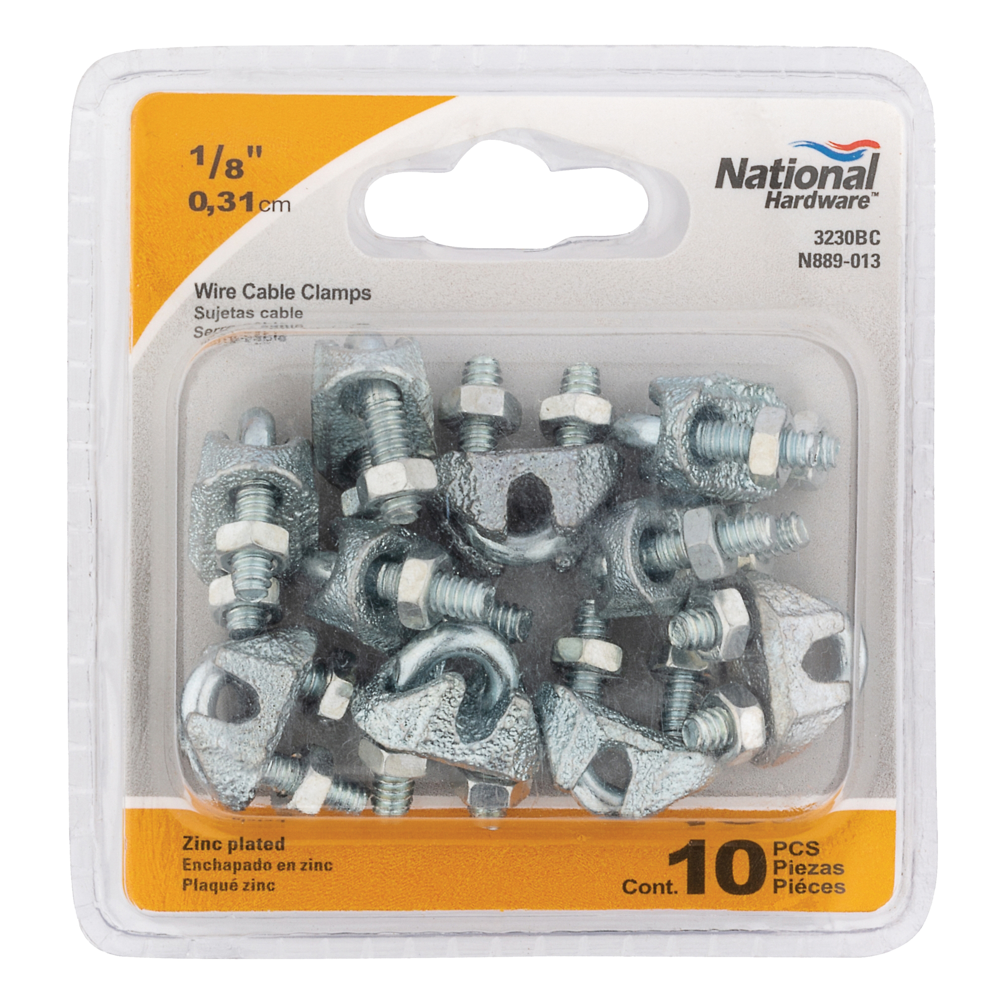 National Hardware N889-013 Wire Cable Clamp, 1/8 in Dia Cable, 7/8 in L, Malleable Iron/Steel, Electro Galvanized/Zinc - 3