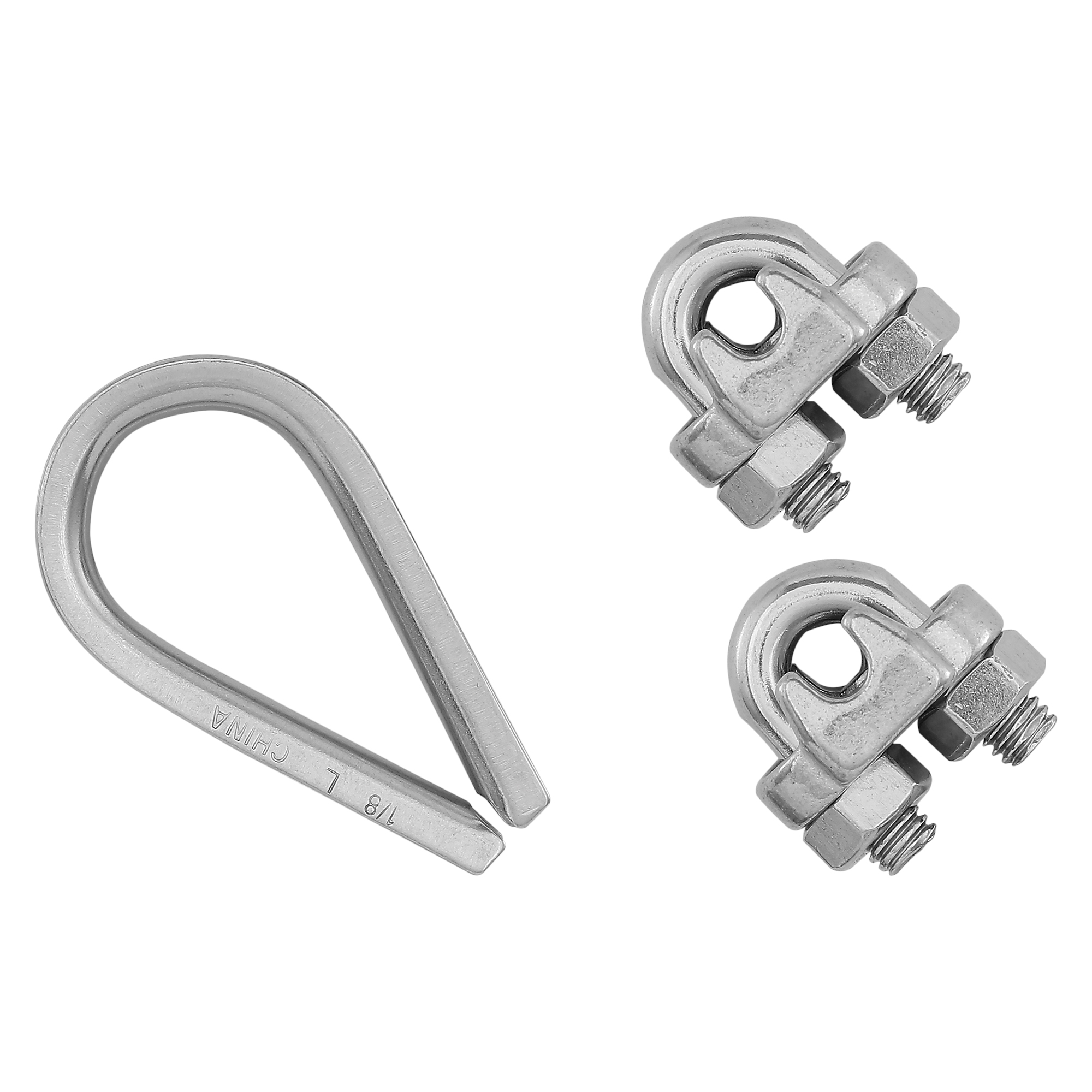 National Hardware N100-349 Cable Clamp Kit, 1/8 in Dia Cable, Stainless Steel - 2