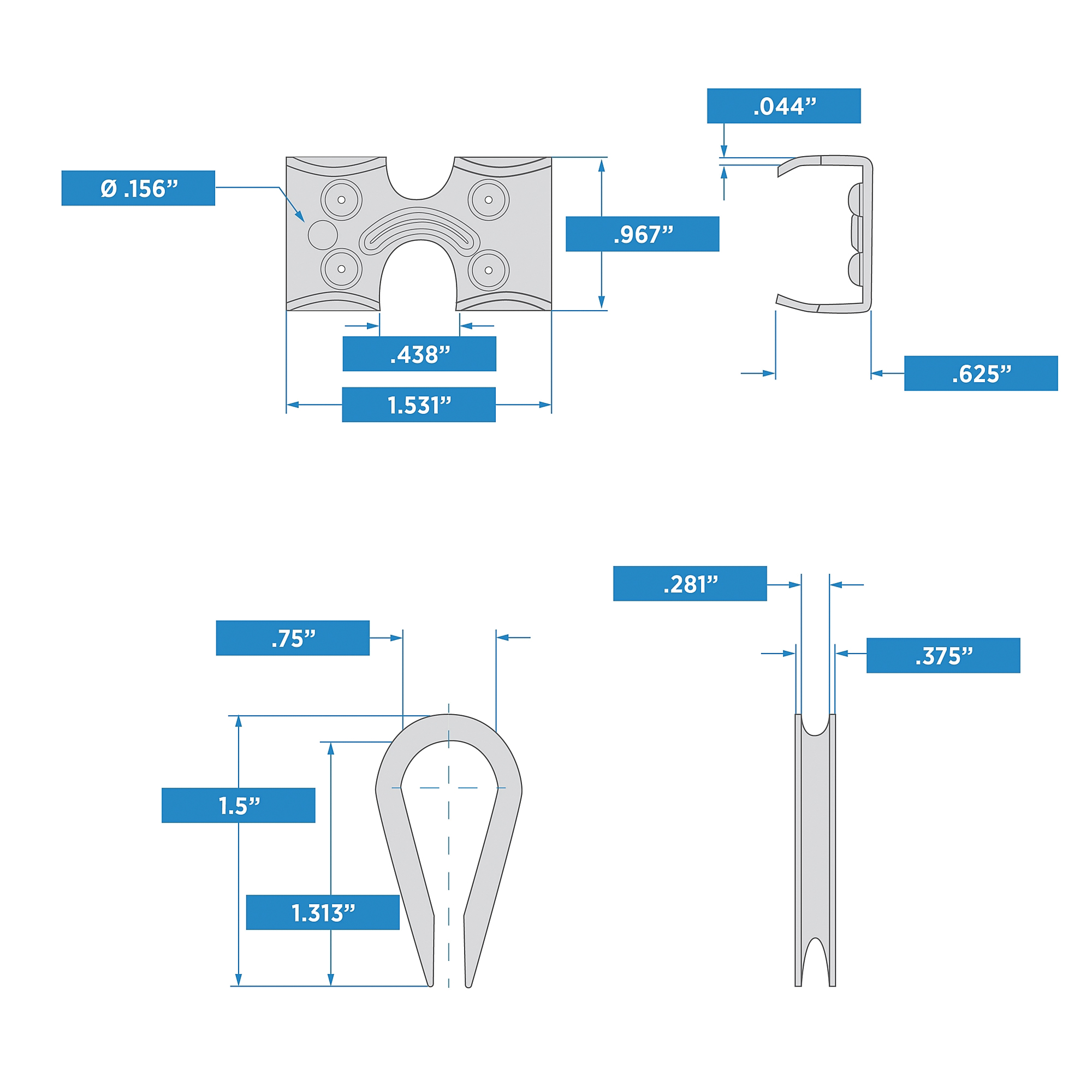 National Hardware N100-266 Rope Clamp Kit, 1/4 in Dia Cable, Steel, Zinc - 5