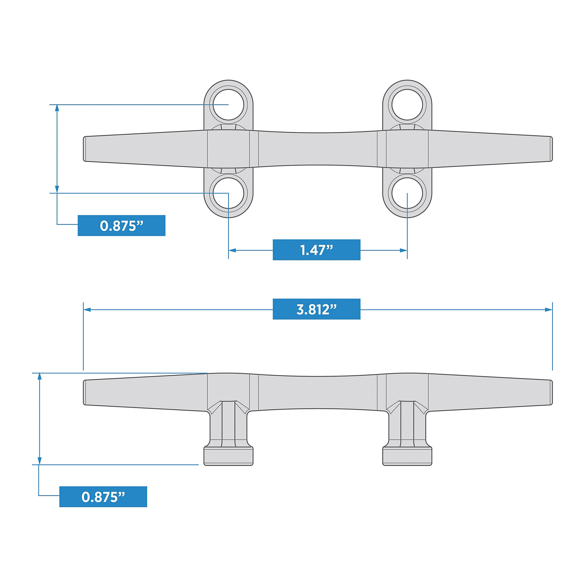 National Hardware N100-352 Boat Rope Cleat, 3-13/16 in L x 7/8 in H Dimensions, Stainless Steel - 5