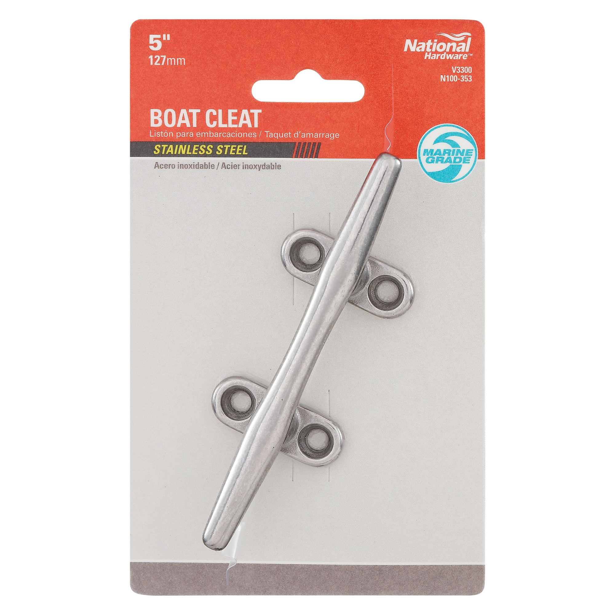 National Hardware N100-353 Boat Rope Cleat, 4-3/4 in L x 1-1/32 in H Dimensions, Stainless Steel - 3