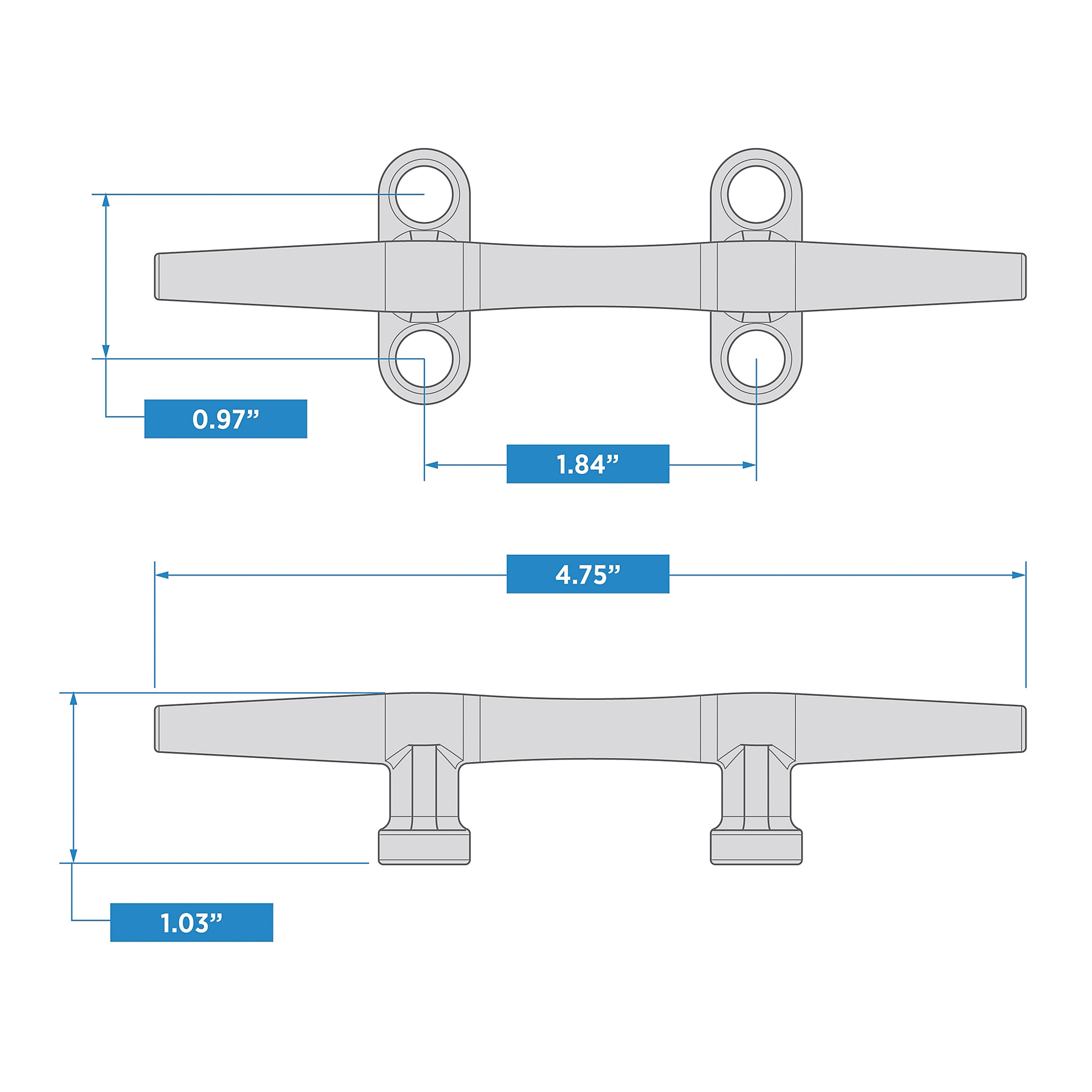 National Hardware N100-353 Boat Rope Cleat, 4-3/4 in L x 1-1/32 in H Dimensions, Stainless Steel - 4