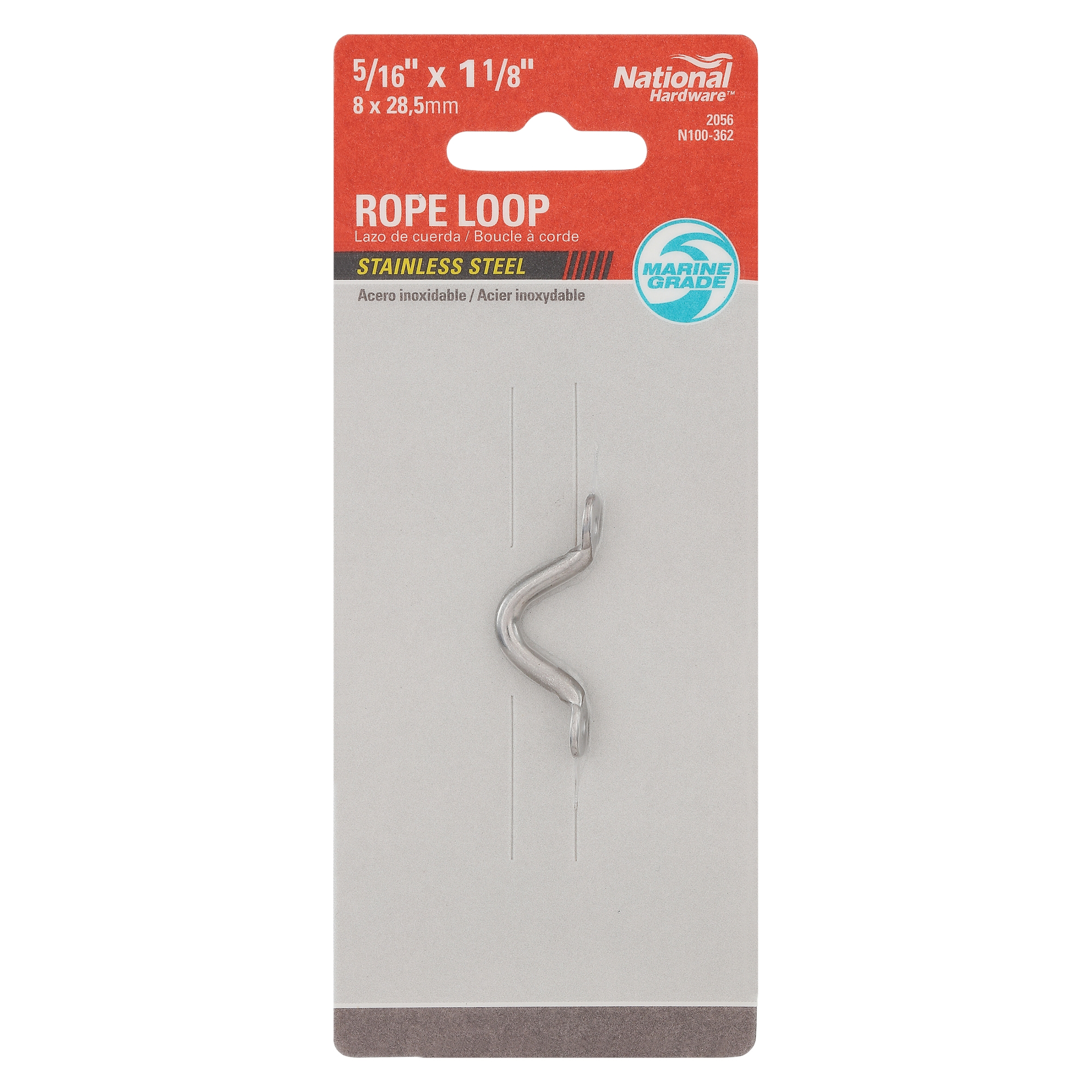 National Hardware N100-362 Rope Loop, 1-11/16 in L x 5/16 in W x 5/8 in H Dimensions, Stainless Steel - 4