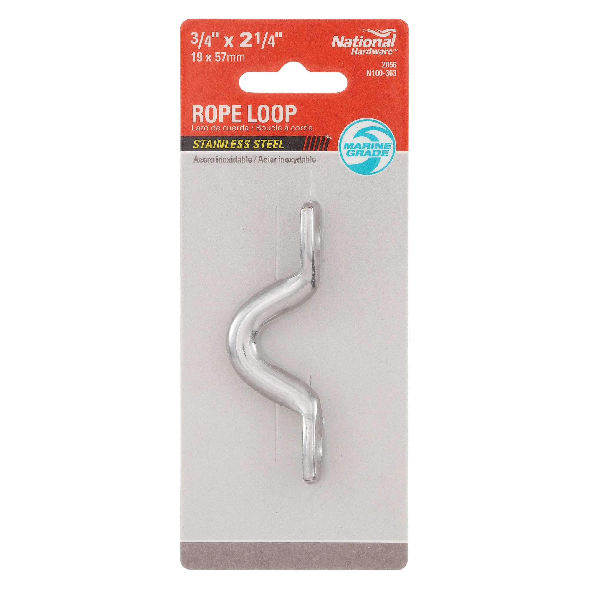 National Hardware N100-363 Rope Loop, 3-5/16 in L x 23/32 in W x 1-3/32 in H Dimensions, Stainless Steel - 4