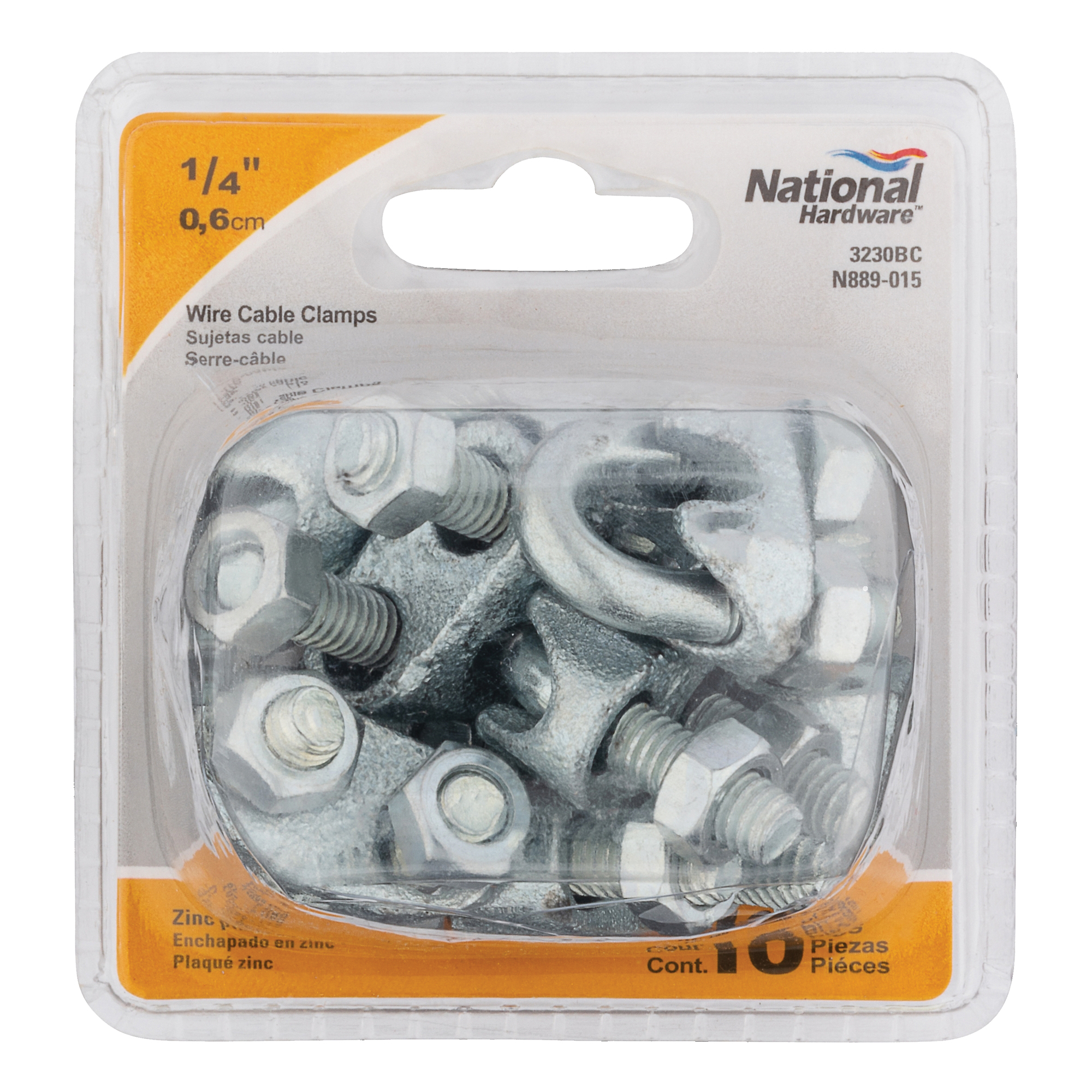 National Hardware N889-015 Wire Cable Clamp, 1/4 in Dia Cable, 1-7/32 in L, Malleable Iron/Steel - 3