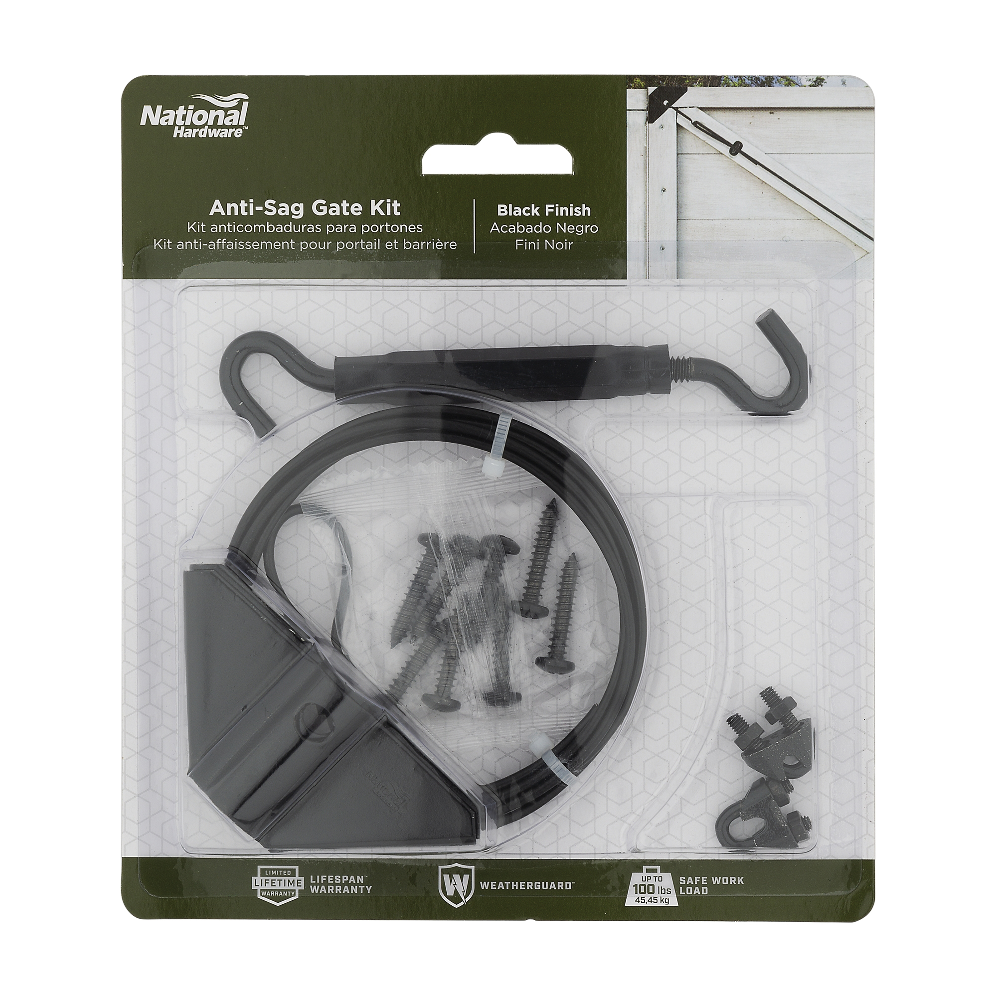 National Hardware N166-004 Anti-Sag Gate Kit, Steel, Black - 2