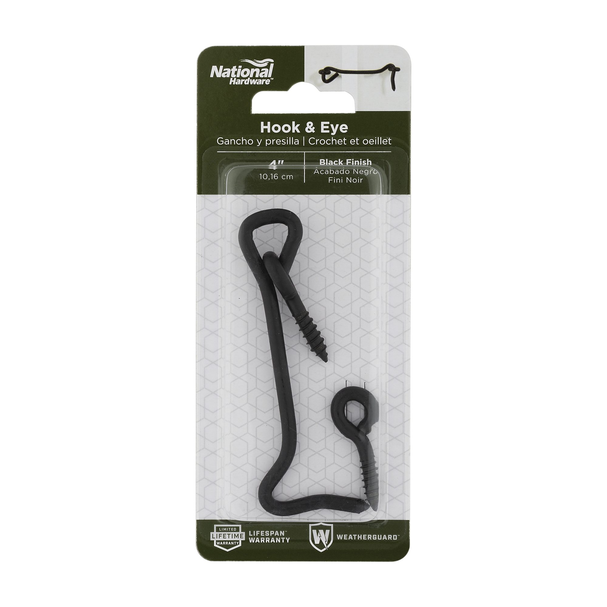 National Hardware N166-005 Hook and Eye, 4 in L, 5/32 in W, Steel, Black - 5