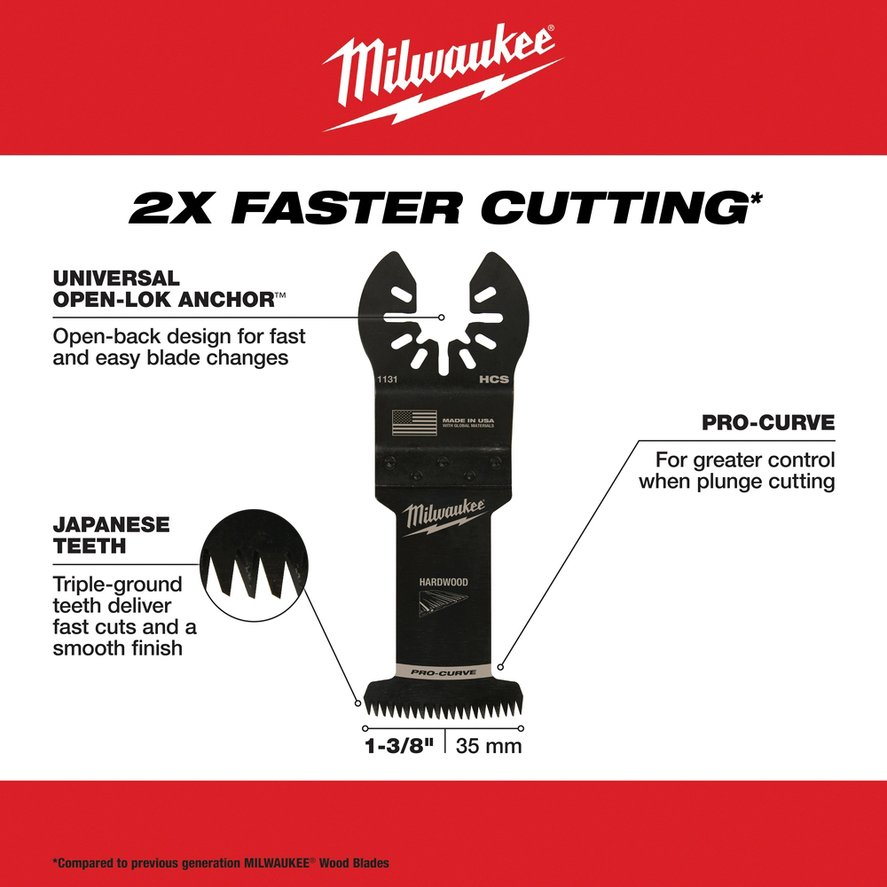 Milwaukee 49-25-1133 Blade, 1-3/8 in, 1-5/8 in D Cutting, HCS, 3/PK - 3
