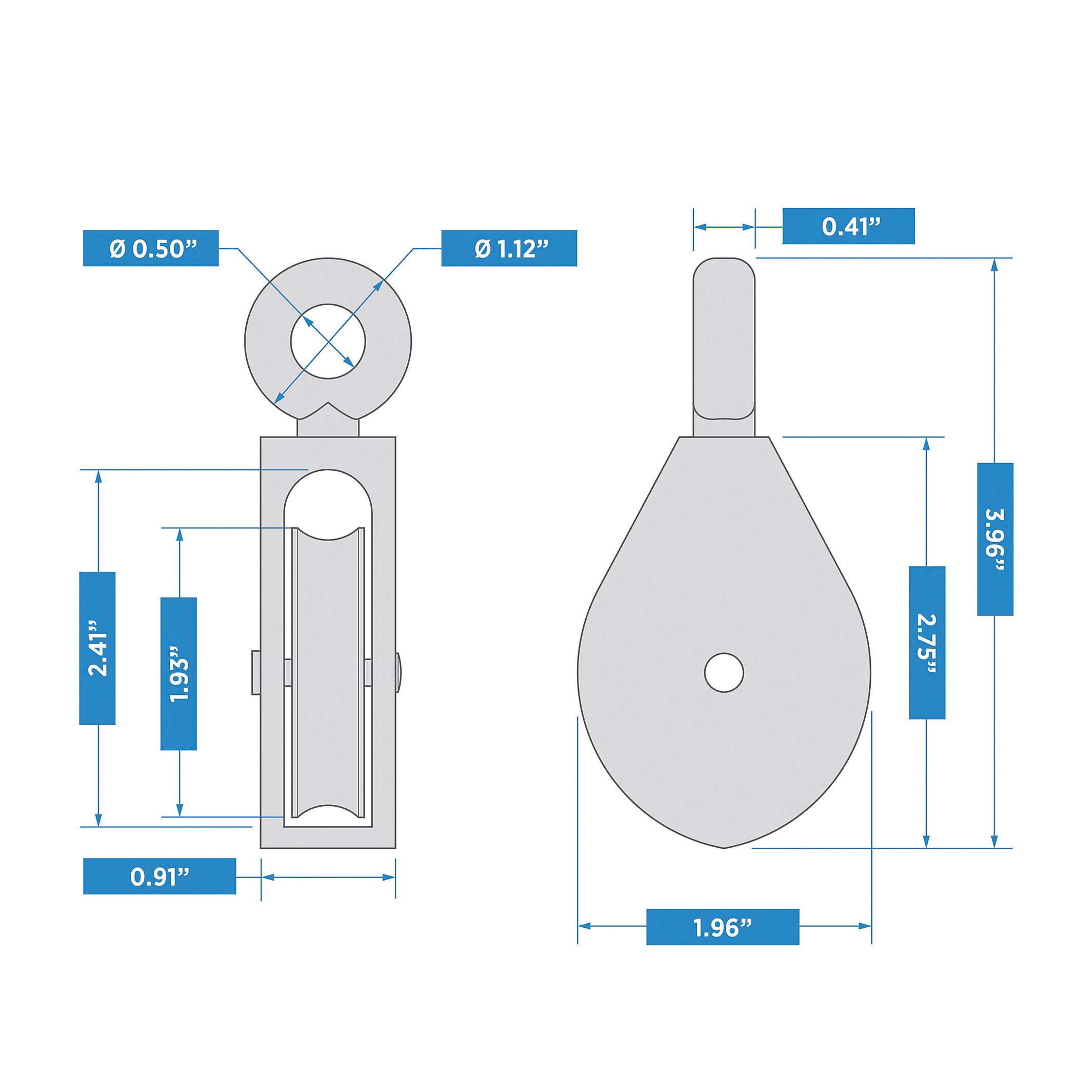 National Hardware N100-335 Pulley, 15/32 in Rope, 125 lb Working Load, 15/32 in L x 1-15/16 in H Sheave, Nickel - 4