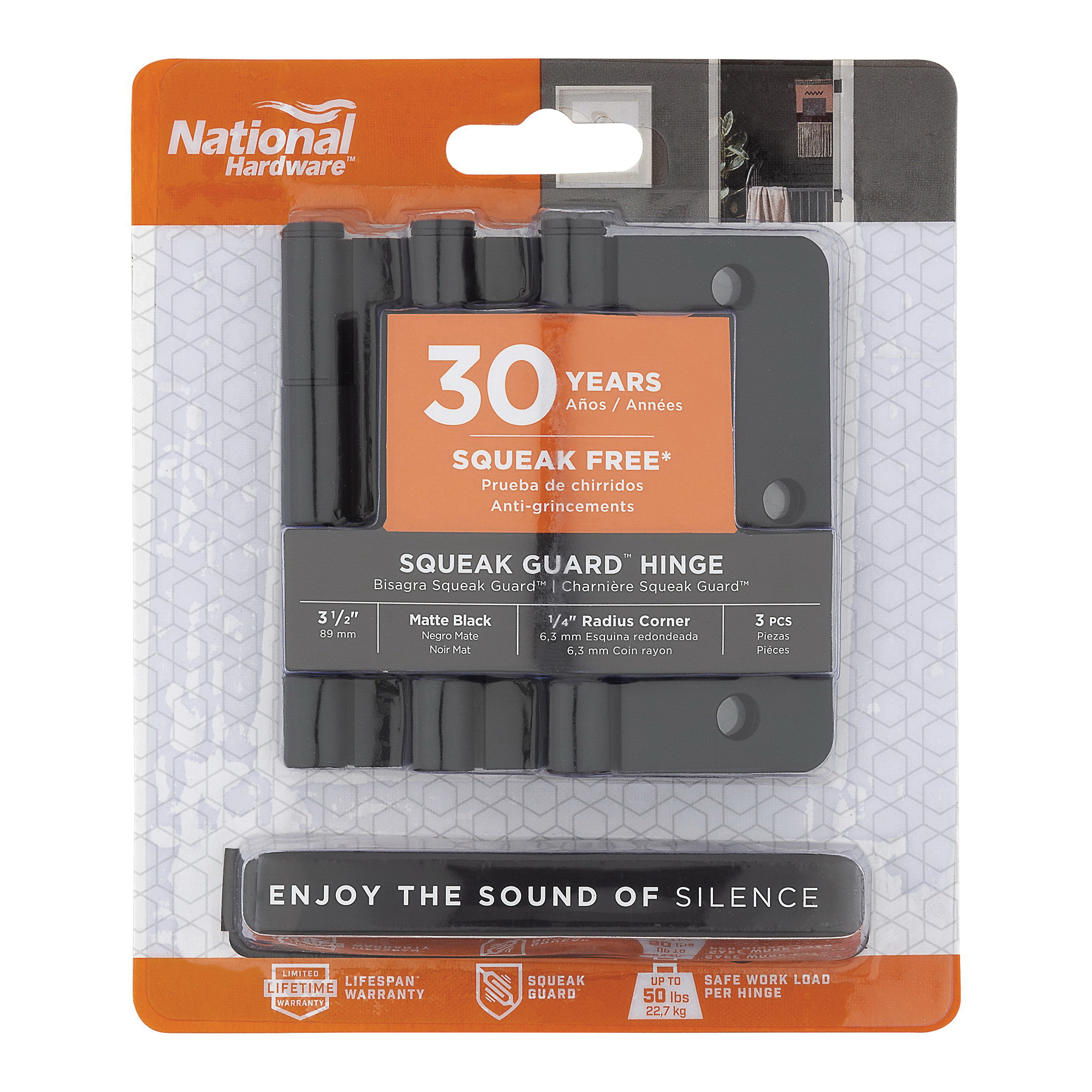 National Hardware N830-446 Door Hinge, 3-1/2 in H Door Leaf, 3/32 in Thick Door Leaf, 3-1/2 in H Frame Leaf, Steel - 3
