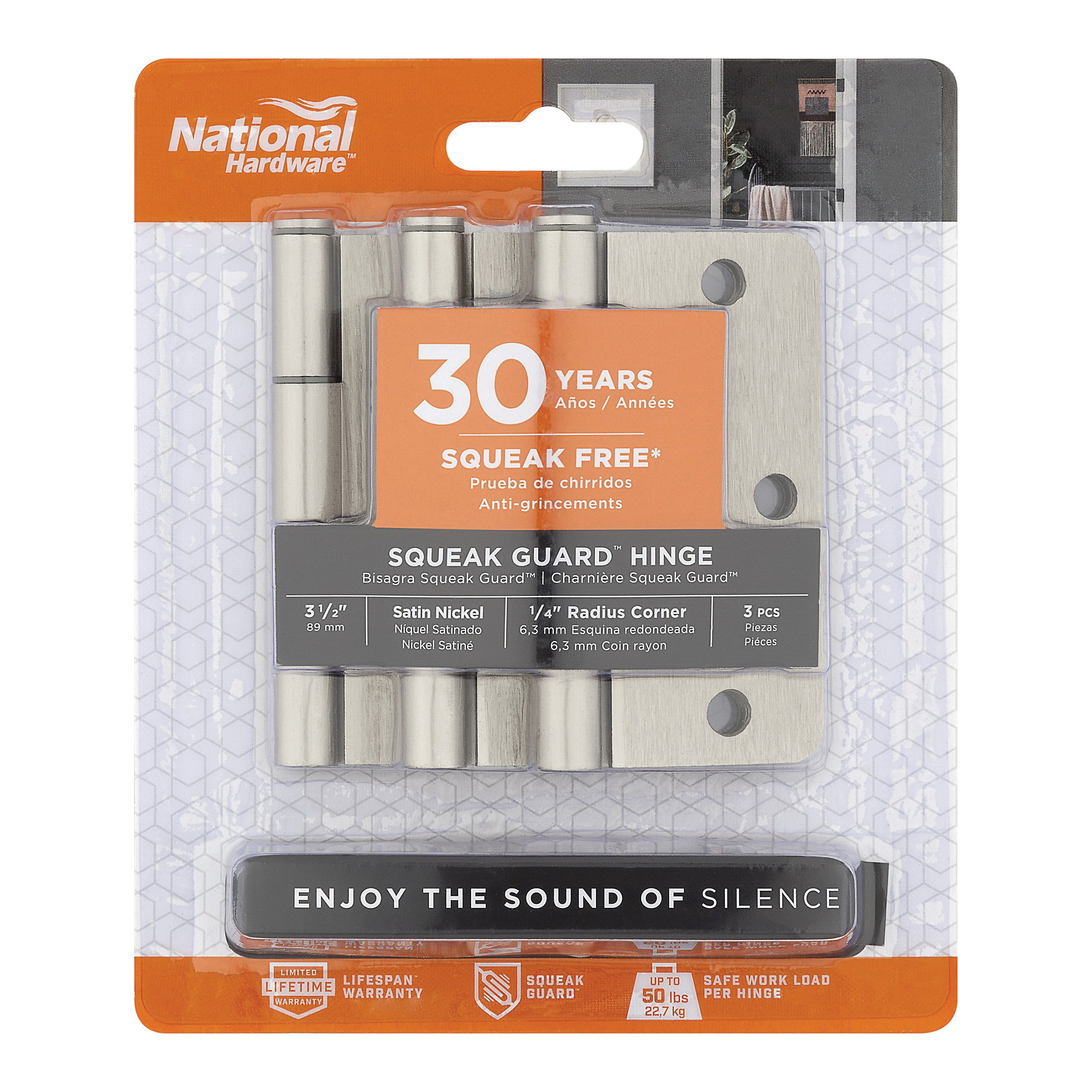 National Hardware N830-449 Door Hinge, 3-1/2 in H Door Leaf, 3/32 in Thick Door Leaf, 3-1/2 in H Frame Leaf, Steel - 3