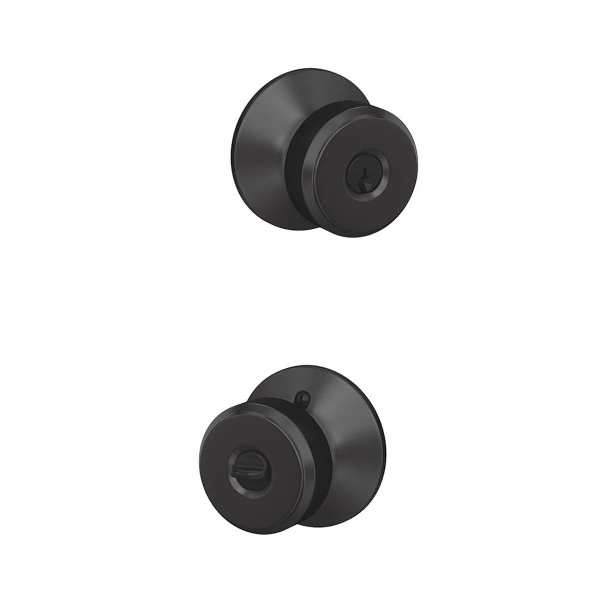Schlage F Series F51VBWE622 Entry Knob Set, Knob Handle, Matte, Metal, Residential, 2 Grade, Black, Yes - 5