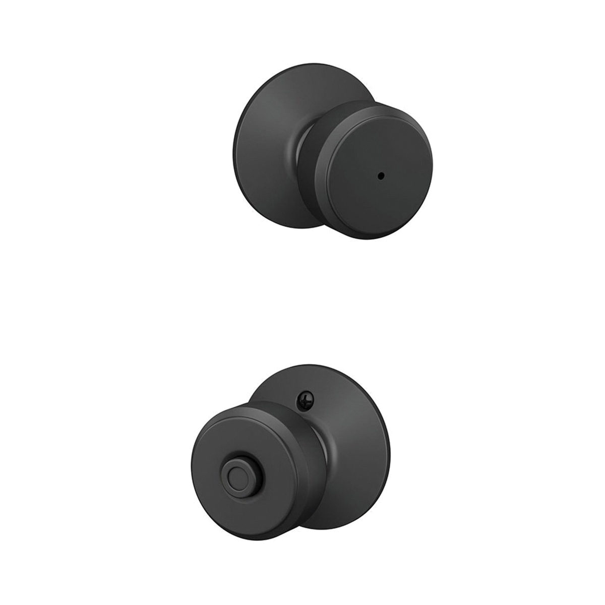 Schlage F Series F40VBWE622 Privacy Lockset, Round Design, Knob Handle, Matte Black, Metal, Yes - 5