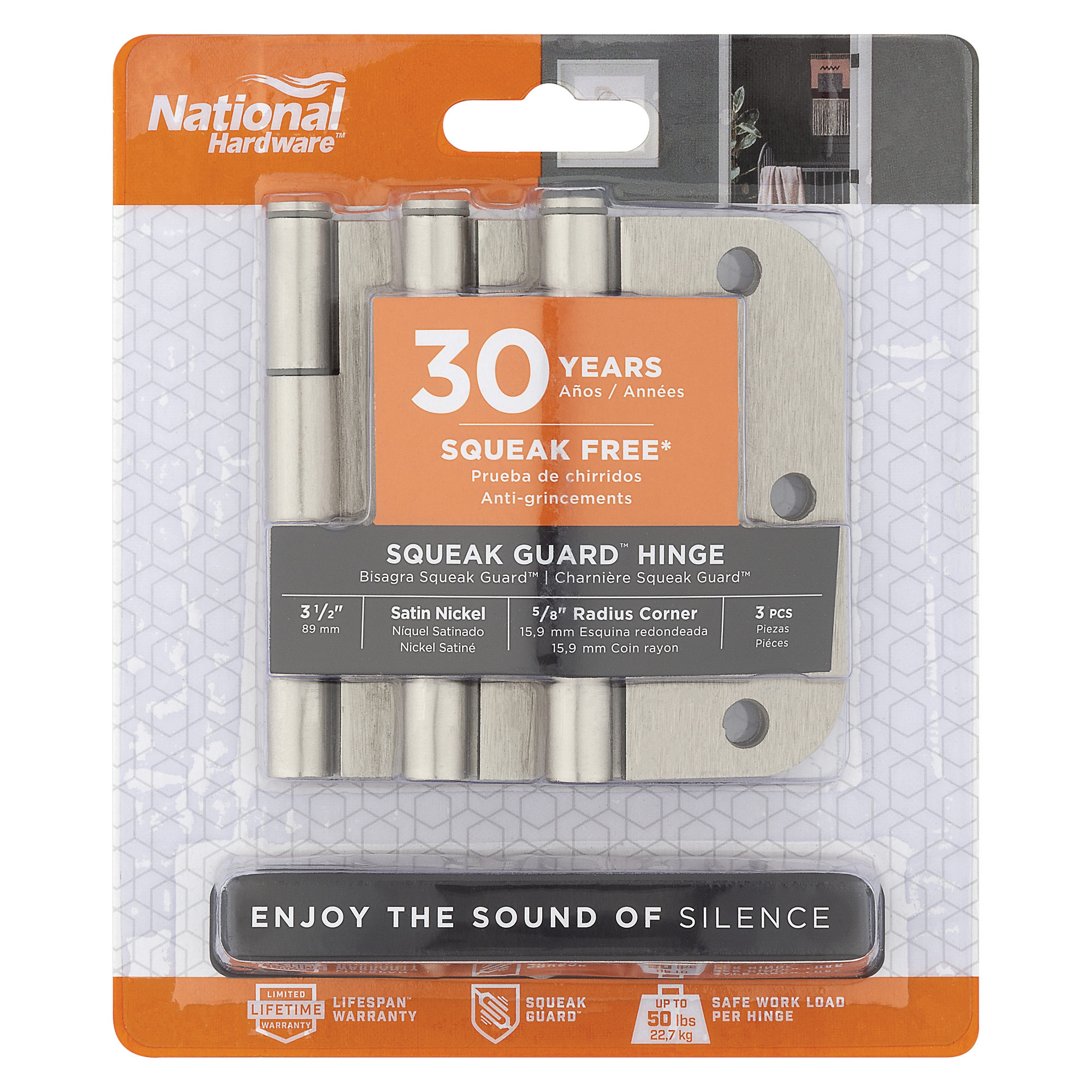 National Hardware N830-450 Door Hinge, 3-1/2 in H Door Leaf, 3/32 in Thick Door Leaf, 3-1/2 in H Frame Leaf, Steel - 4
