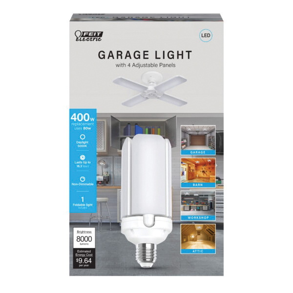 Feit Electric ADJ8000/5K/LED Foldable Panel Garage Light, 120 V, LED Lamp, 80 W Lamp, Daylight, E26 Medium Lamp Base - 2