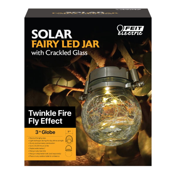 Feit Electric GLOBE5/FY/SOL/LED Fairy Jar Light, 5 in Dia Dimensions, 3000 K Color Temp - 2