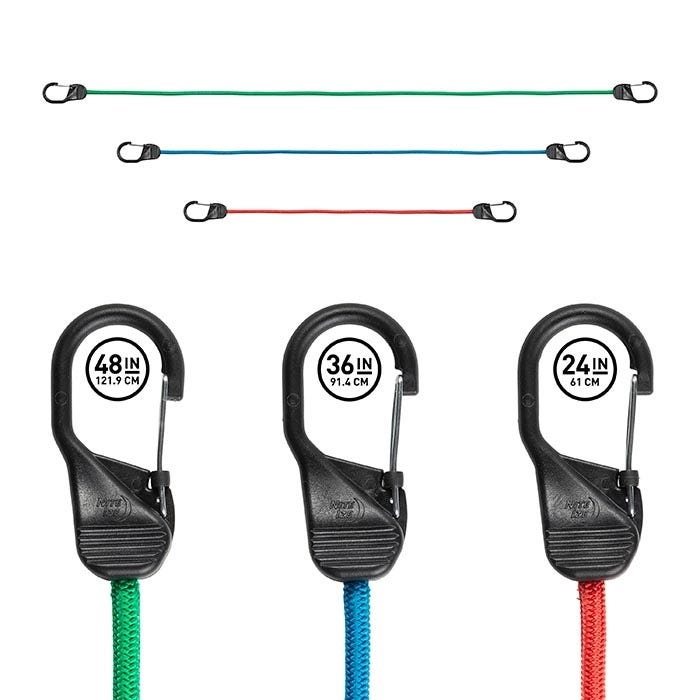 Nite Ize SlideLock BSL24-10-R3 Bungee, 8 mm Dia, 24 in L, Polypropylene, Red, Carabiner End - 5