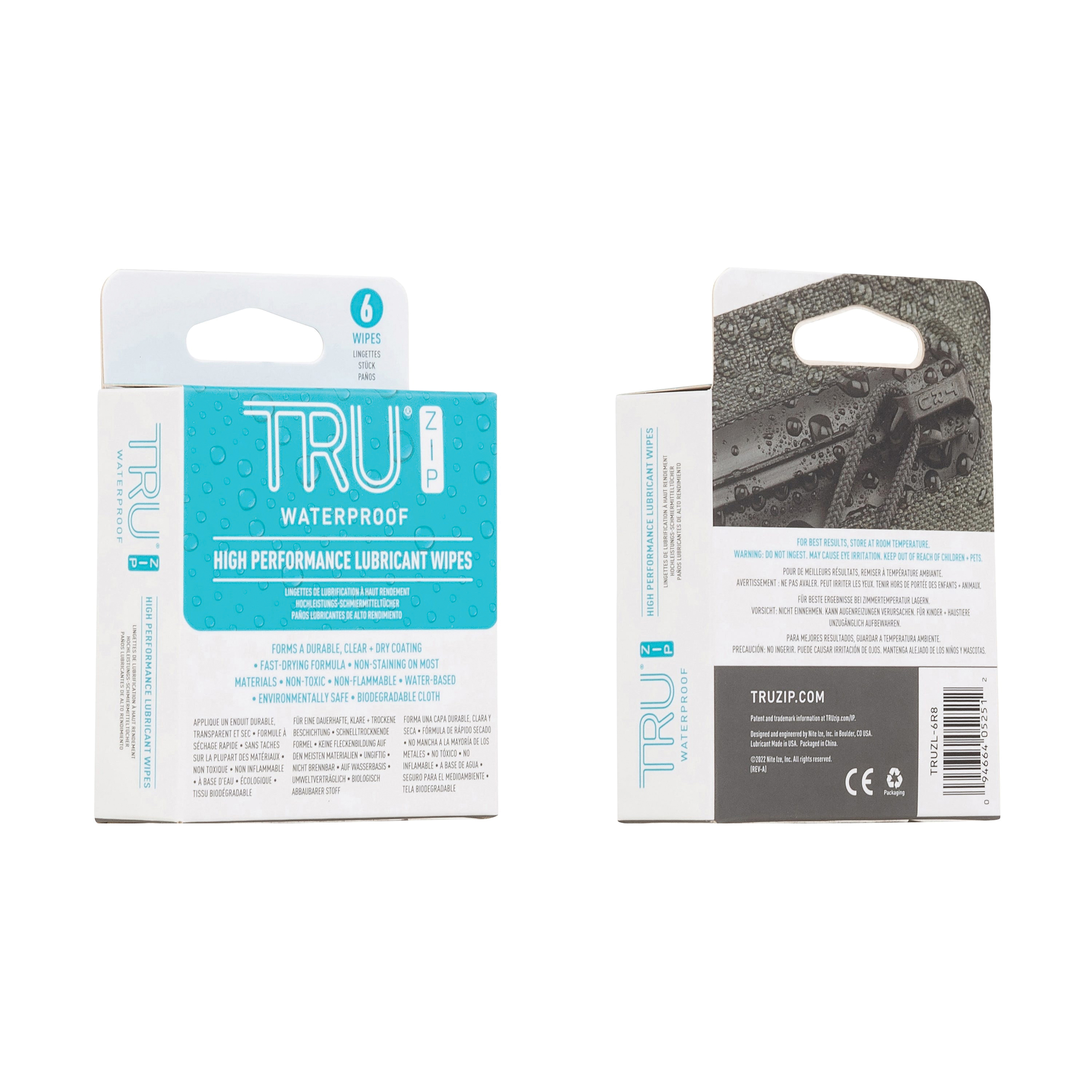 Nite Ize TRU&reg; ZIP TRUZL-6R8 Lubricant Wipes, 2.6 in L, 2.6 in W, 0.12 in Thick - 3