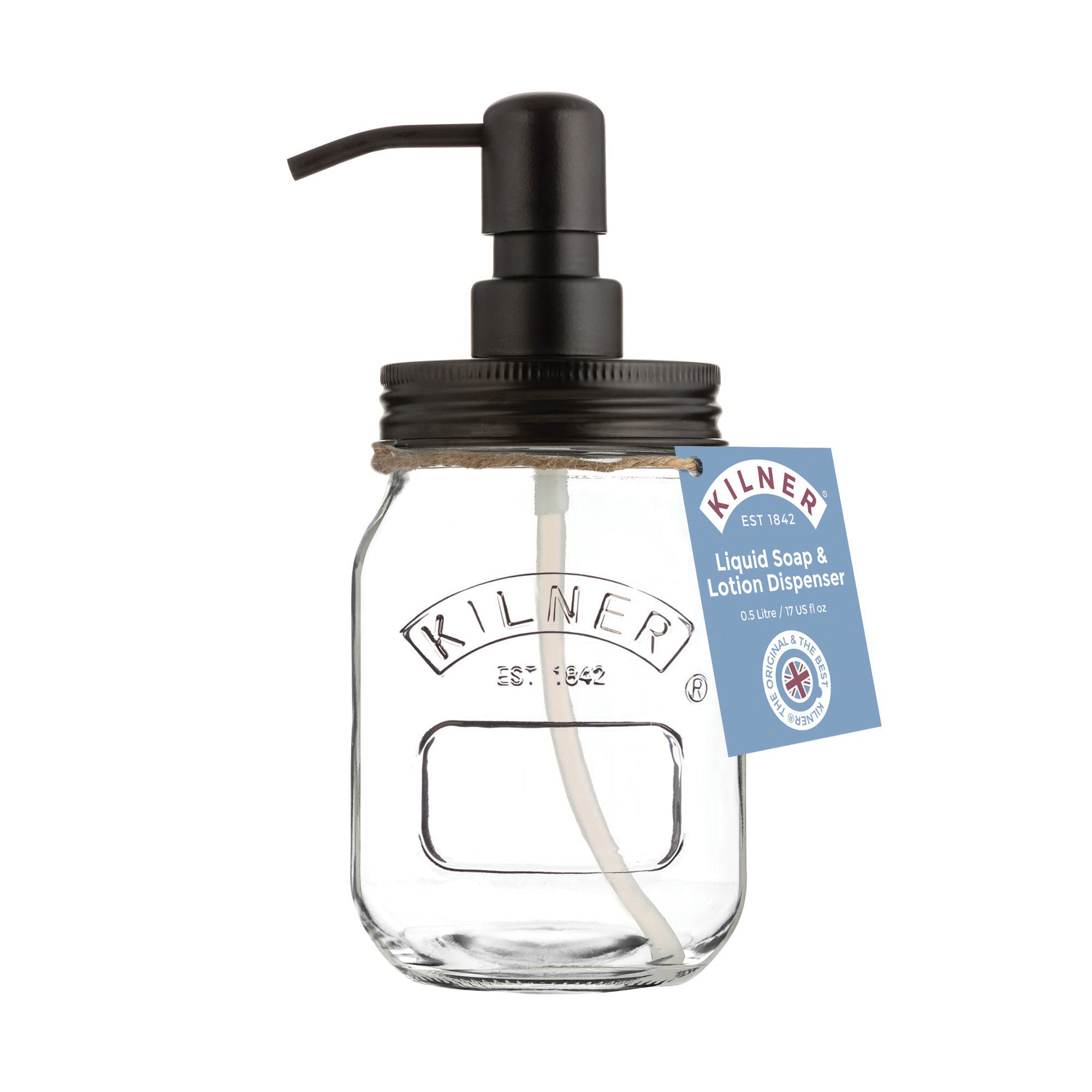 Kilner 0025.059U Liquid Soap and Lotion Dispenser, 500 mL, Glass/Stainless Steel - 2