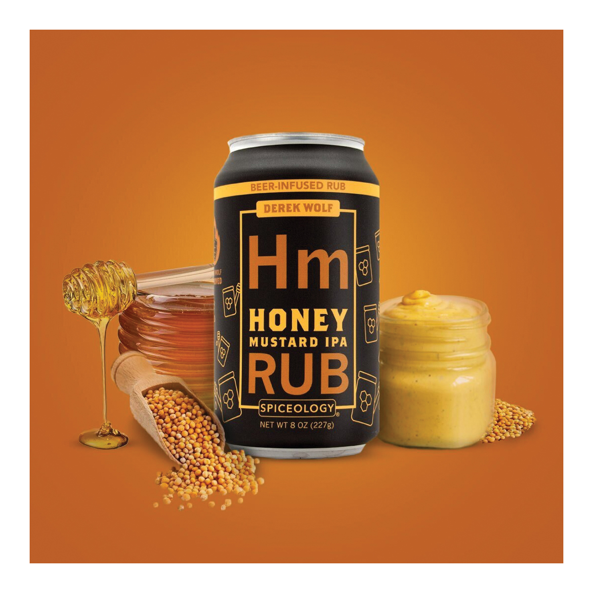 Spiceology Derek Wolf 10554 BBQ Rub, Honey Mustard IPA, 8 oz Jar - 4