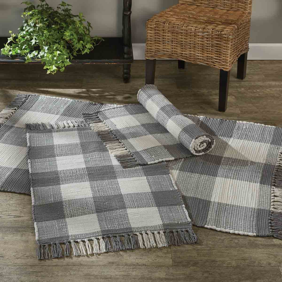 Park Designs 113-25D Rag Rug, 3 ft L, 2 ft W, Wicklow Checkered Pattern, Dove - 2
