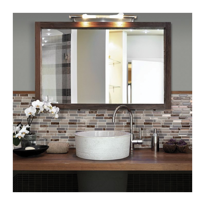 Smart Tiles Mosaik Series SM1097-4 Wall Tile, 9.36 in L Tile, 9.73 in W Tile, Straight Edge, Crescendo Terra Pattern - 4