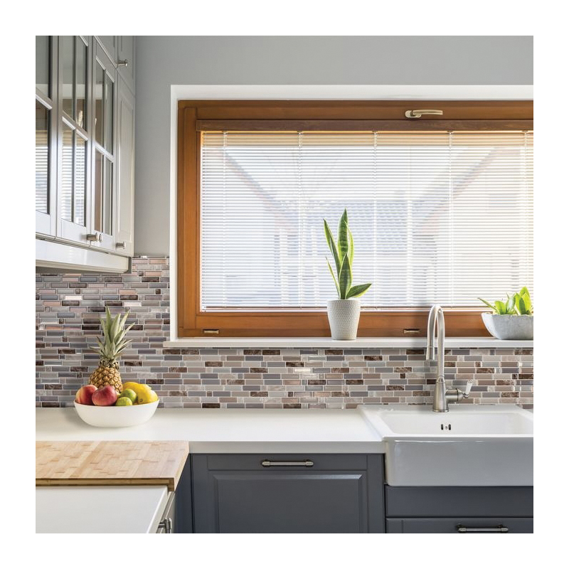 Smart Tiles Mosaik Series SM1097-4 Wall Tile, 9.36 in L Tile, 9.73 in W Tile, Straight Edge, Crescendo Terra Pattern - 5