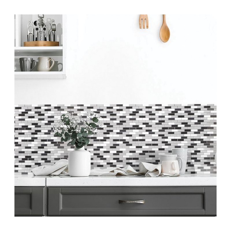 Smart Tiles Mosaik Series SM1030-4 Wall Tile, 9.1 in L Tile, 10.2 in W Tile, Straight Edge, Murano Metallik Pattern - 3