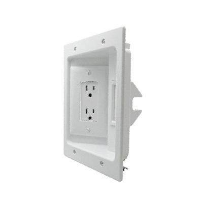 On-Q CPT306WV1 TV Power and Cable Management Kit, 125 VAC, NEMA: 5-15R, White - 2