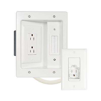 On-Q CPT306WV1 TV Power and Cable Management Kit, 125 VAC, NEMA: 5-15R, White - 4