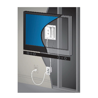 On-Q CPT306WV1 TV Power and Cable Management Kit, 125 VAC, NEMA: 5-15R, White - 5
