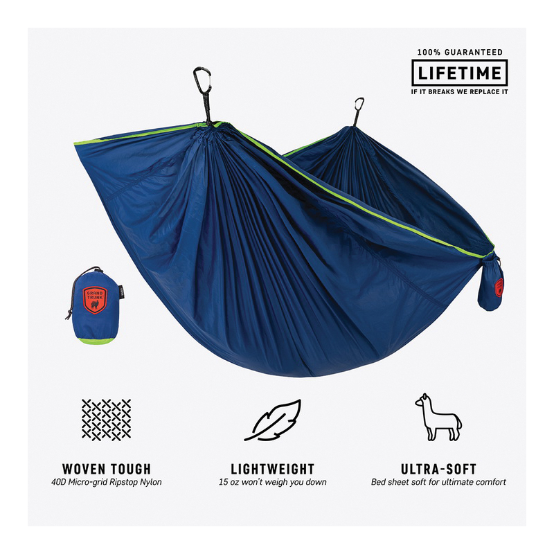 Grand Trunk TRUNKTECH TTSUMMER Double Hammock, 11 ft L, 6 ft 6 in W, 500 lb, Loop End, Diamond Ripstop Nylon, Summer - 4