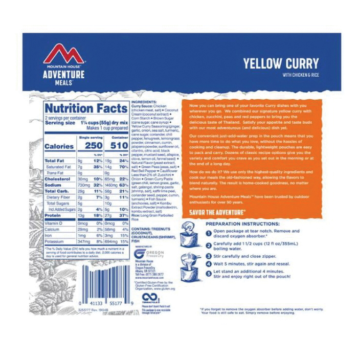 Mountain House 55177 Yellow Curry with Chicken and Rice, 4.23 oz, Pouch - 3