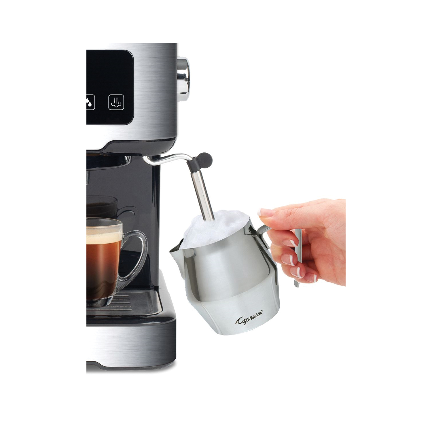 Capresso Cafe TS 129.05 Espresso Machine, 1100 W, Knob Control, Stainless Steel, Black/Stainless Steel - 1
