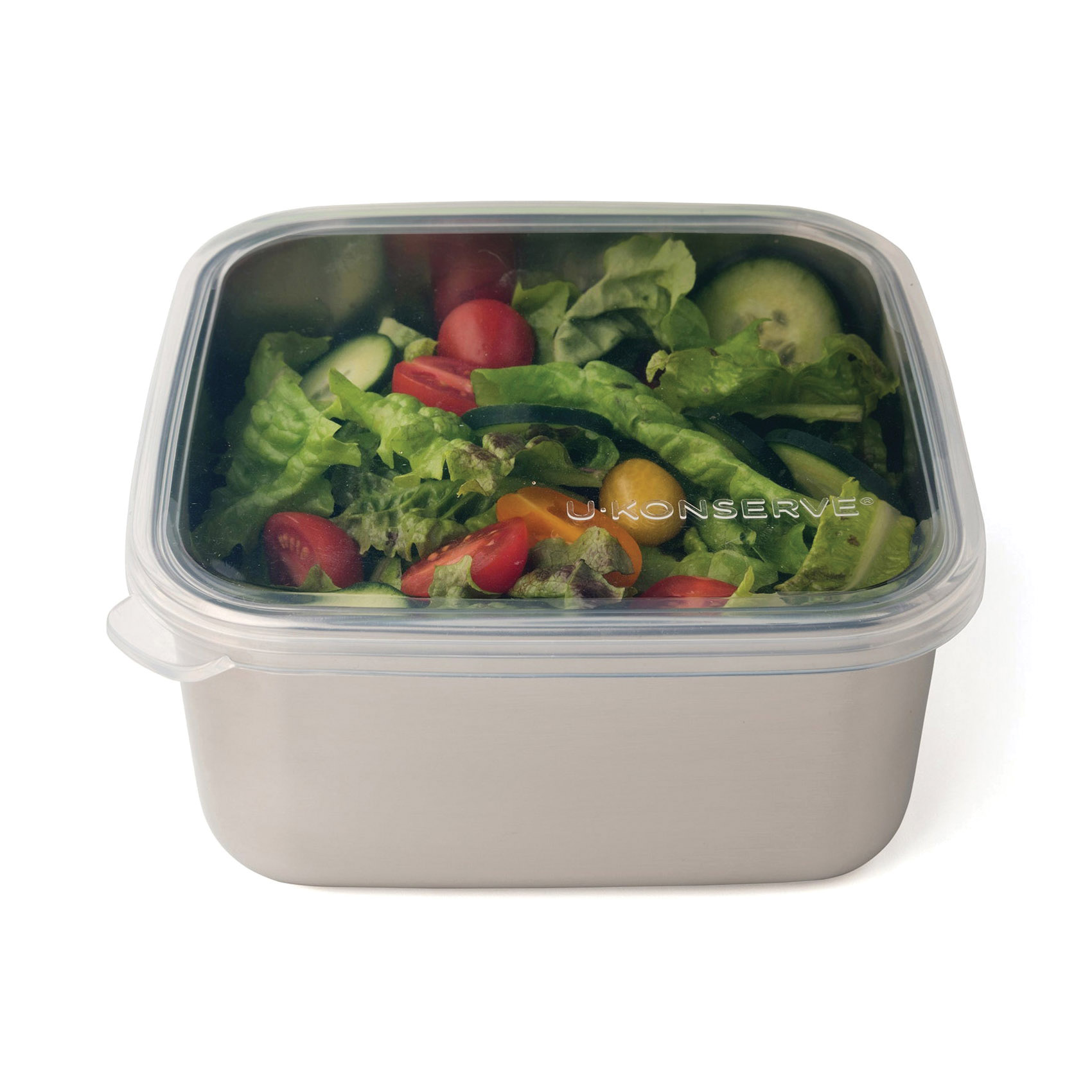 U-Konserve UK201 To-Go Food Storage Container, 50 oz Capacity, Stainless Steel, Clear, 6-1/2 in L, 6-1/2 in W - 1