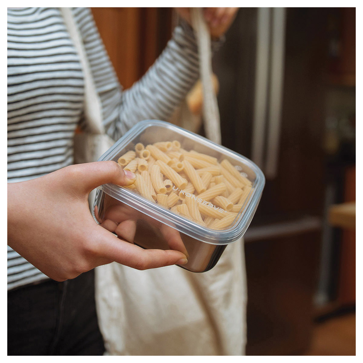 U-Konserve UK201 To-Go Food Storage Container, 50 oz Capacity, Stainless Steel, Clear, 6-1/2 in L, 6-1/2 in W - 4