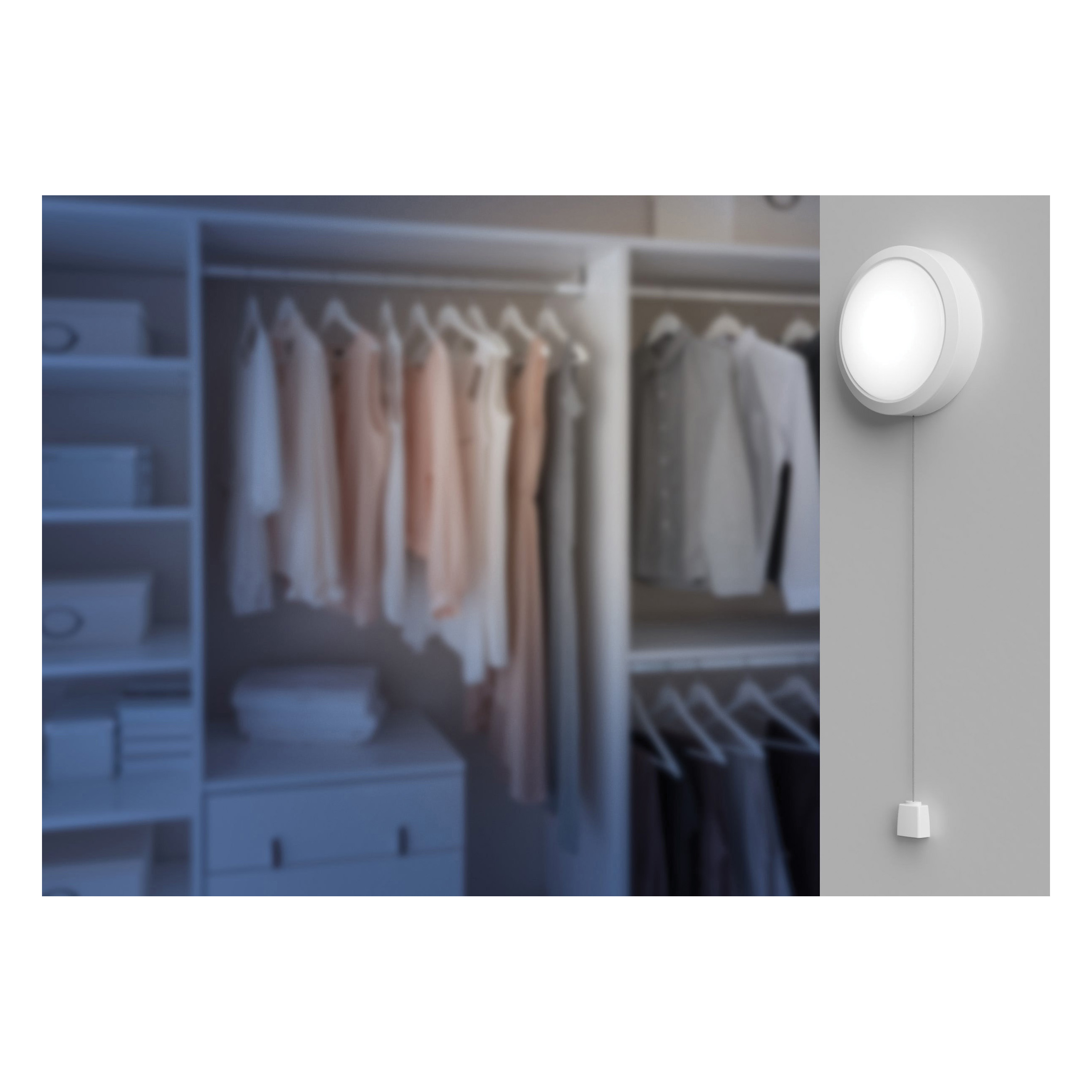 Westek BL-PSTG-W Pull String Utility Light, AA Battery, 1-Lamp, LED Lamp, 90 Lumens, 4000 K Color Temp, White - 2