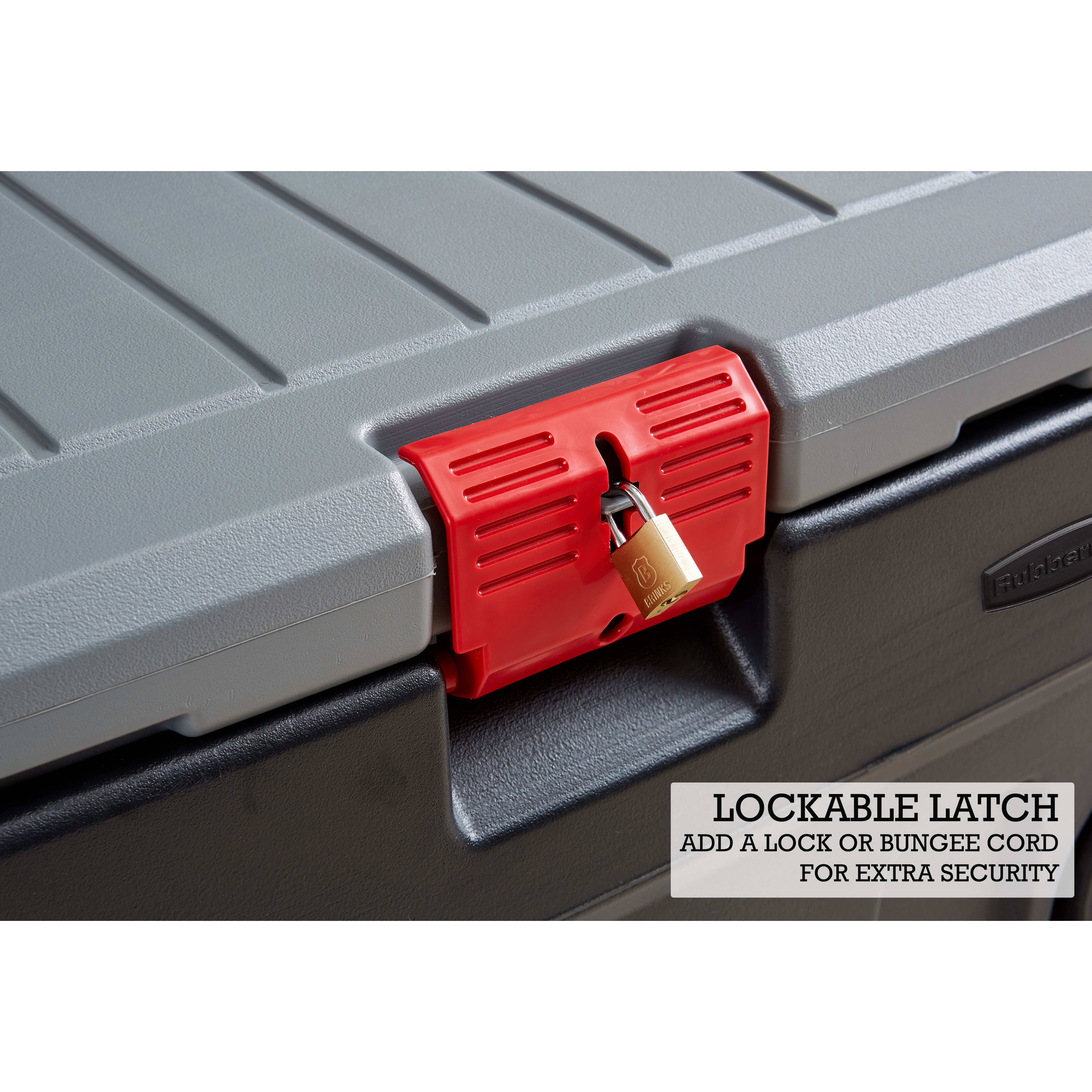 Rubbermaid RMAP350005 Lockable Storage Box, 35 gal Volume, HDPE, Black/Gray/Red, 36 in L, 19 in W, 17 in H - 3