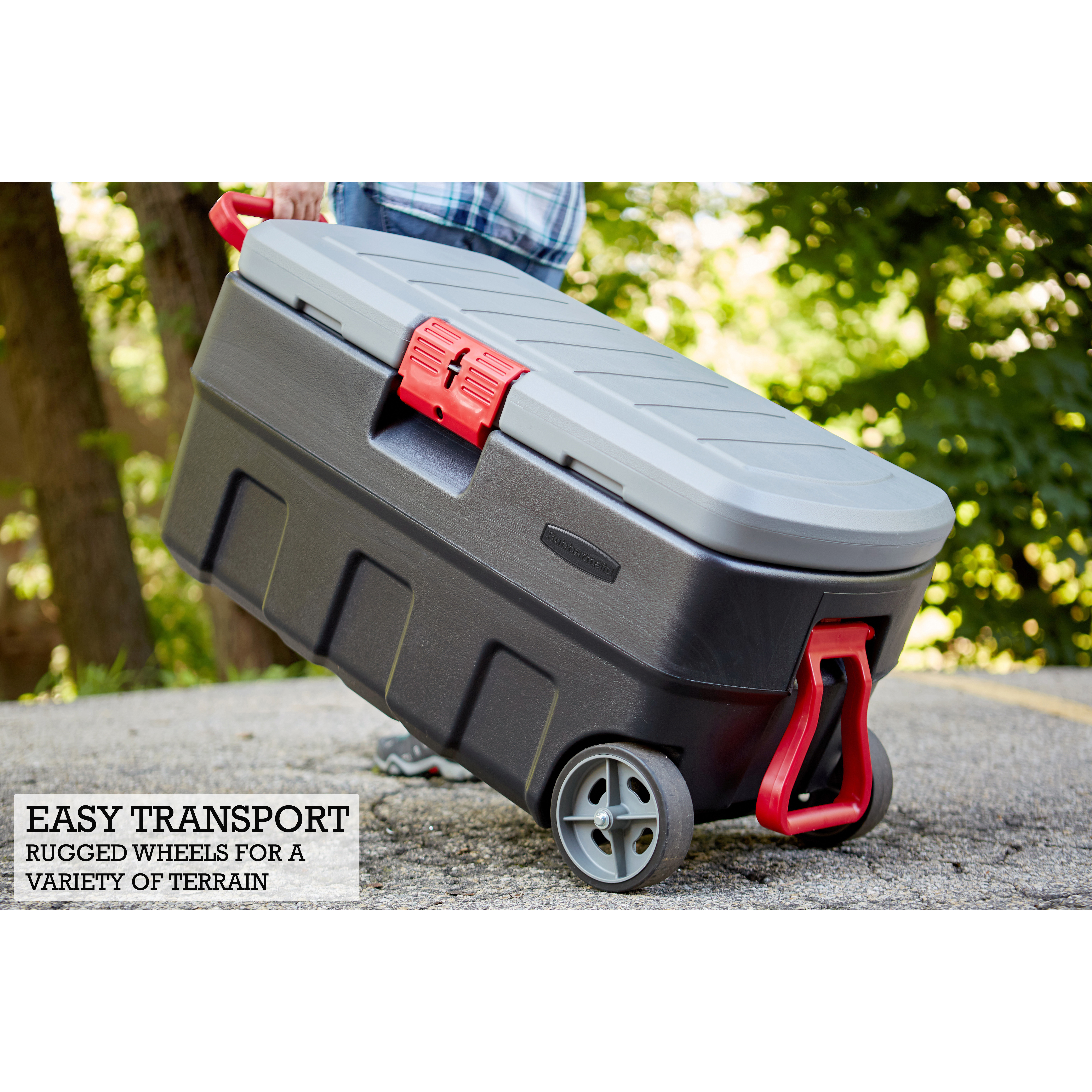 Rubbermaid RMAP350005 Lockable Storage Box, 35 gal Volume, HDPE, Black/Gray/Red, 36 in L, 19 in W, 17 in H - 4