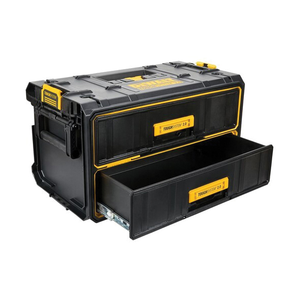DEWALT ToughSystem 2.0 DWST08320 Tool Box, 25 lb, Polypropylene, Black, 12-3/5 in H x 12-1/3 in W Outside, 2-Drawer - 5