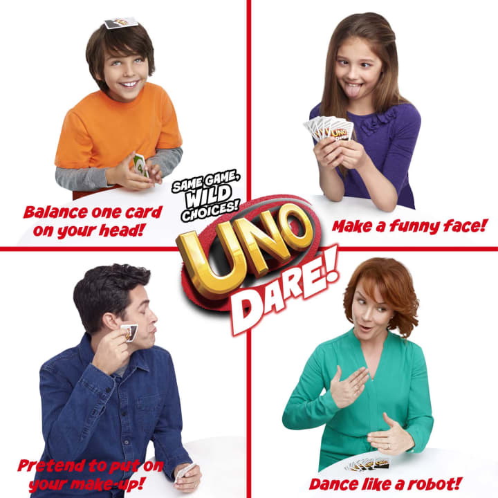 UNO Dare CDY11 Card Game, 7 Years and Up, Plastic, Multi-Color - 2