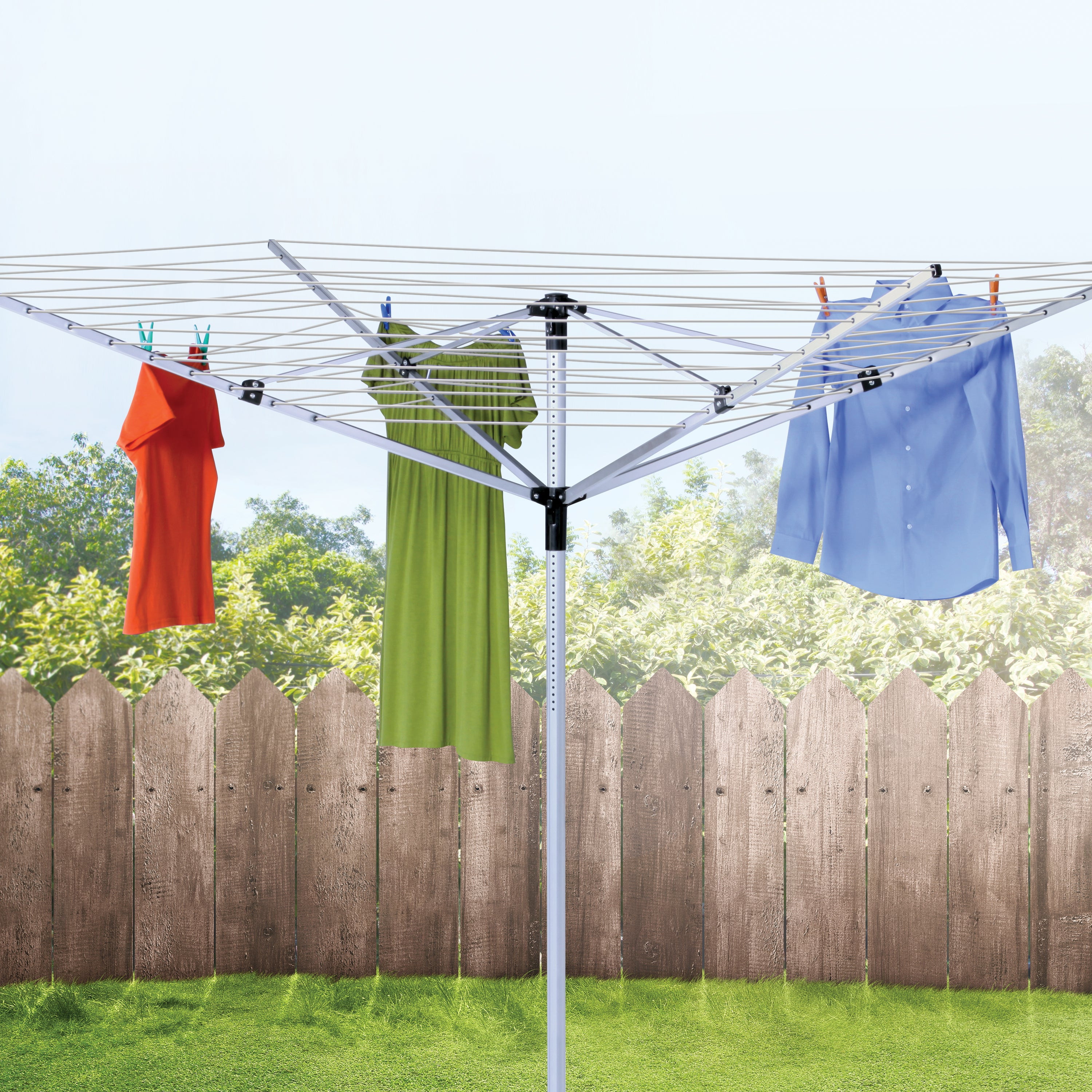 Honey-Can-Do DRY-09068 Outdoor Umbrella Clothes Dryer, 165 ft Drying Space, Aluminum/Steel, White, 73 in W, 72 in H - 2
